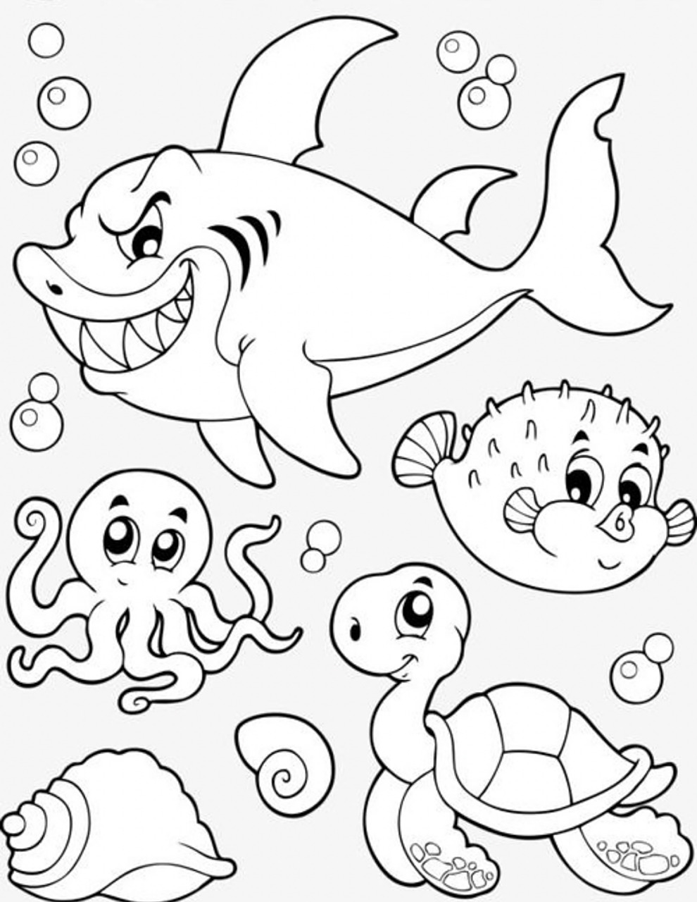 海底世界简笔画素材 海底世界美术,儿童画