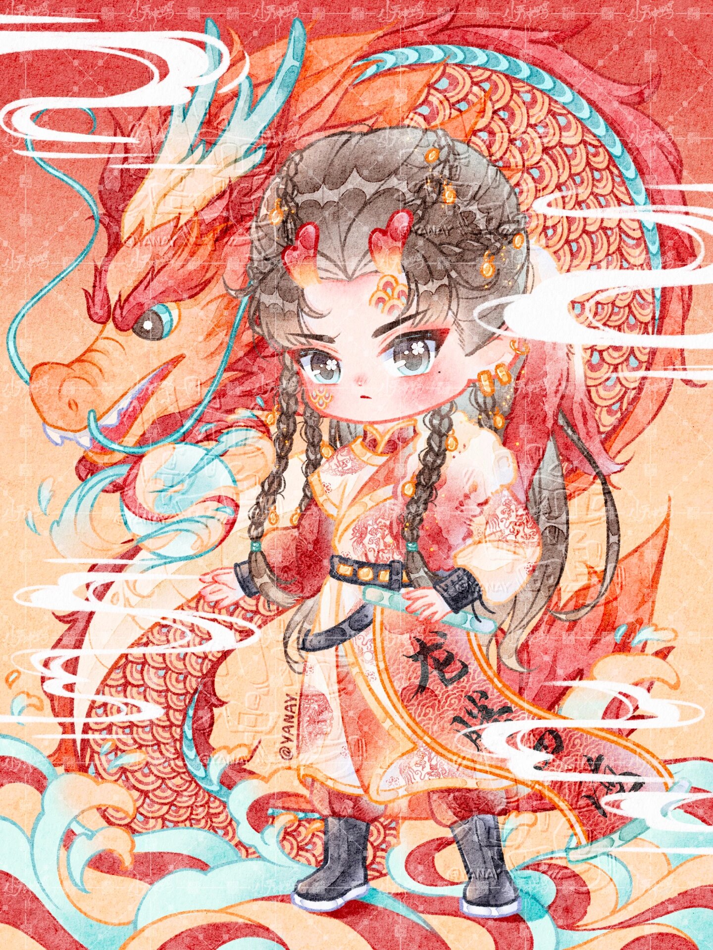 原创插画 | 龙龙拟人61龙腾四海