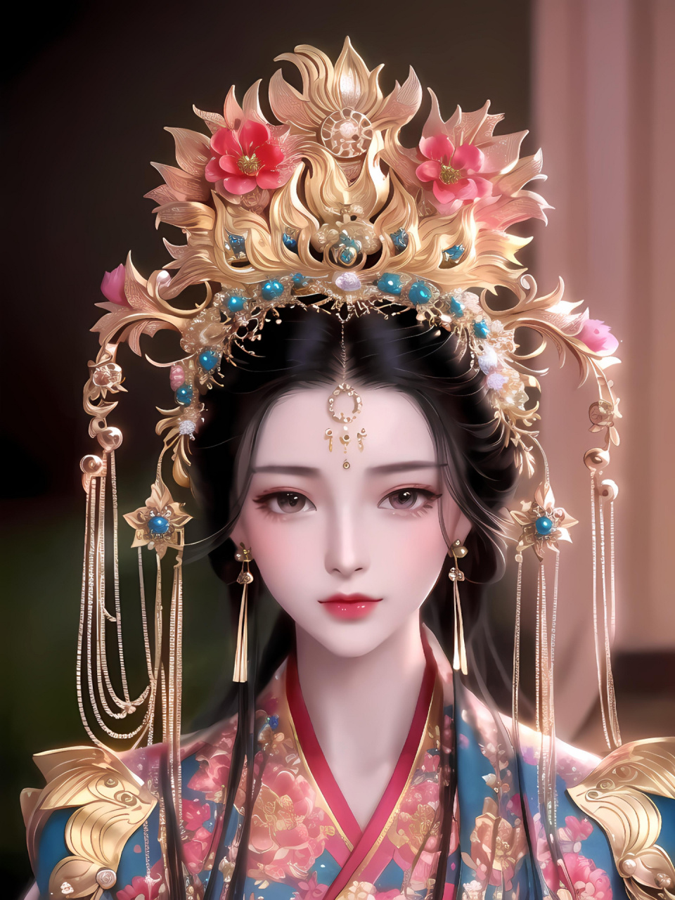 ai绘图原创:十里红妆,凤冠霞帔,中式浪漫 7815你清风白露,守我