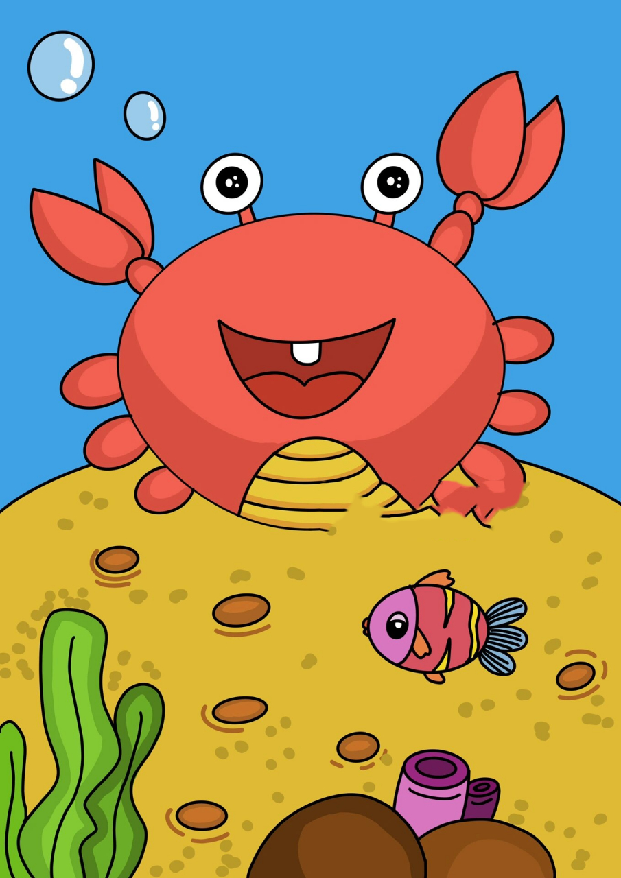 螃蟹儿童画(附步骤) 秋天的蟹最肥美,快来教小朋友们一起画这个螃蟹画