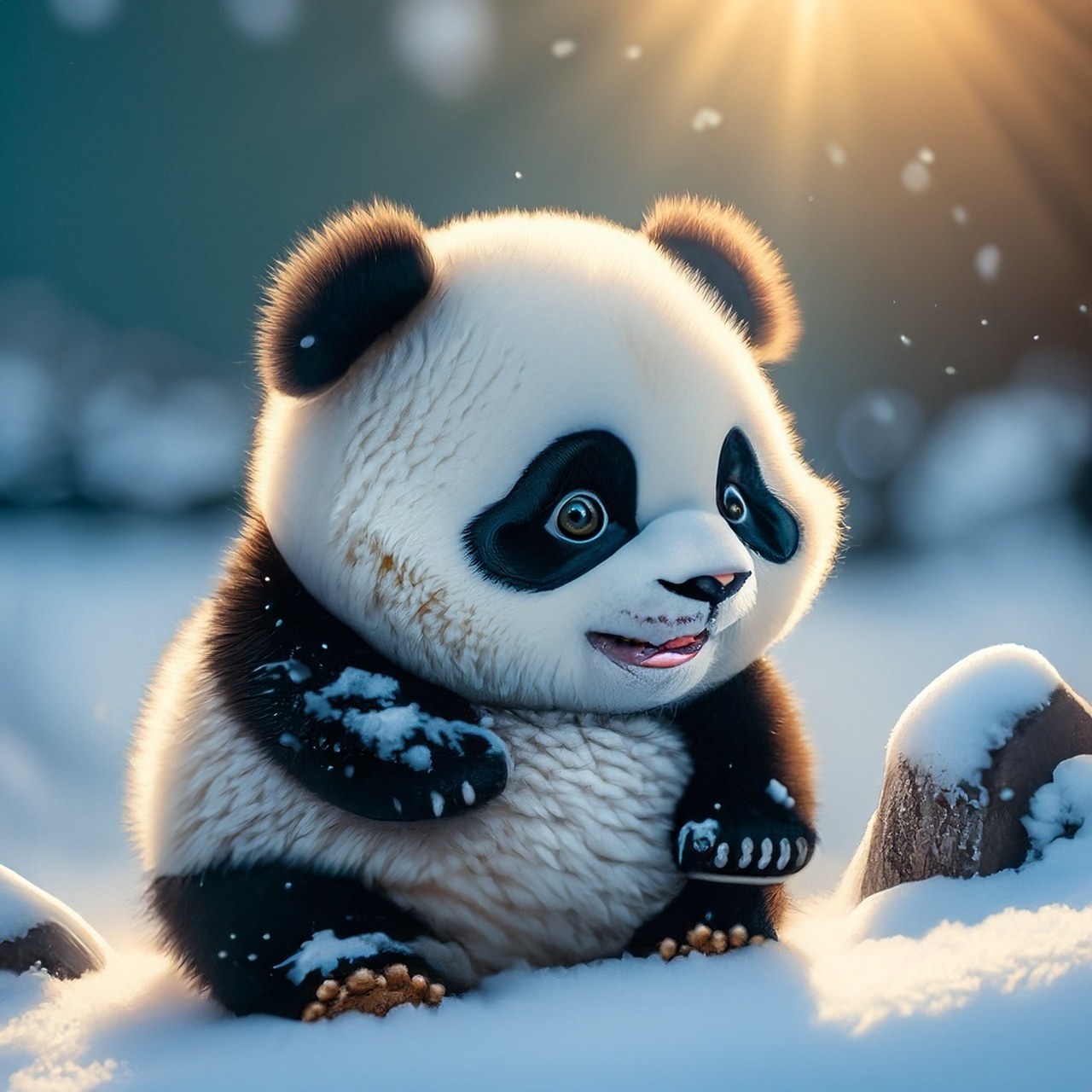 一组可爱小熊猫的头像