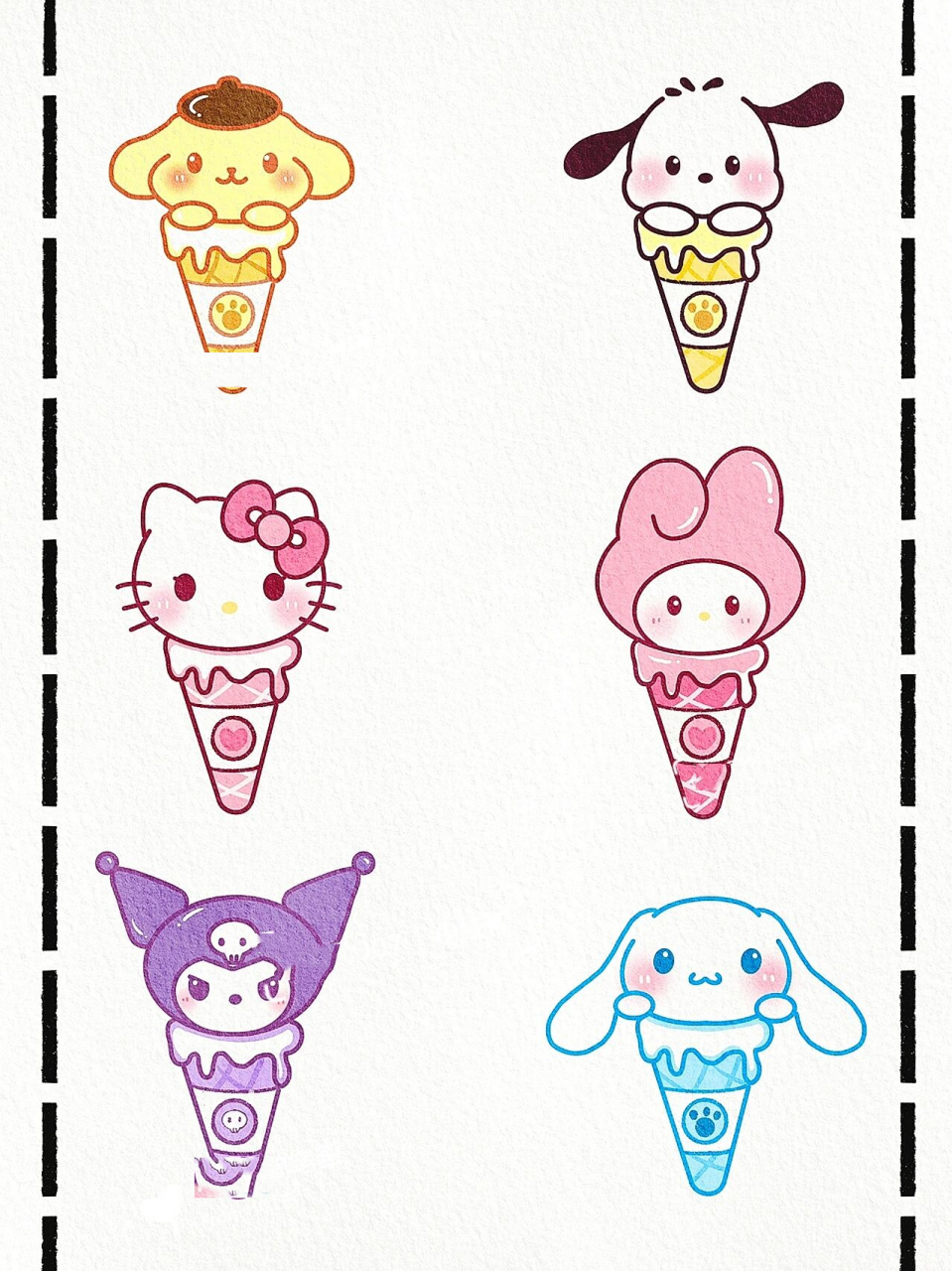 夏日限定超萌三丽欧冰激淋|可爱简笔画手帐 天气越来越热,来一个超萌