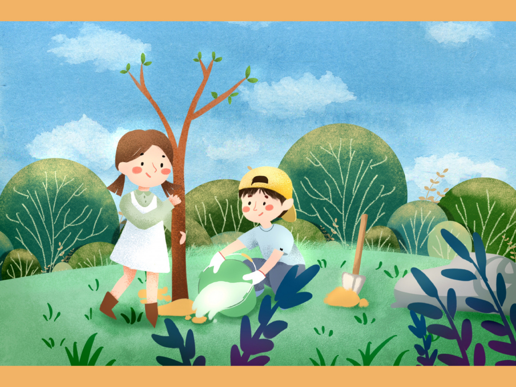 植树节插画|春天里的第一张植树活动照片 🍀春季植树节插画素材又