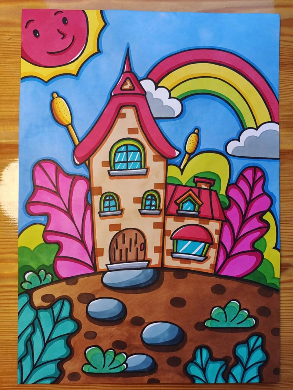 马克笔房子系列手绘(附原图) 儿童画马克笔房子系列,最后三张原图