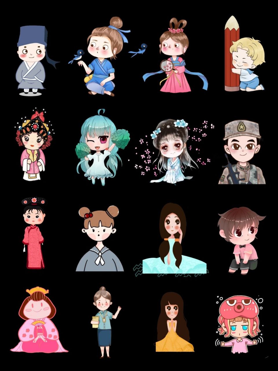 90打破二次元壁,进入动漫世界吧～ 90q版动漫人物素材来了～ 90