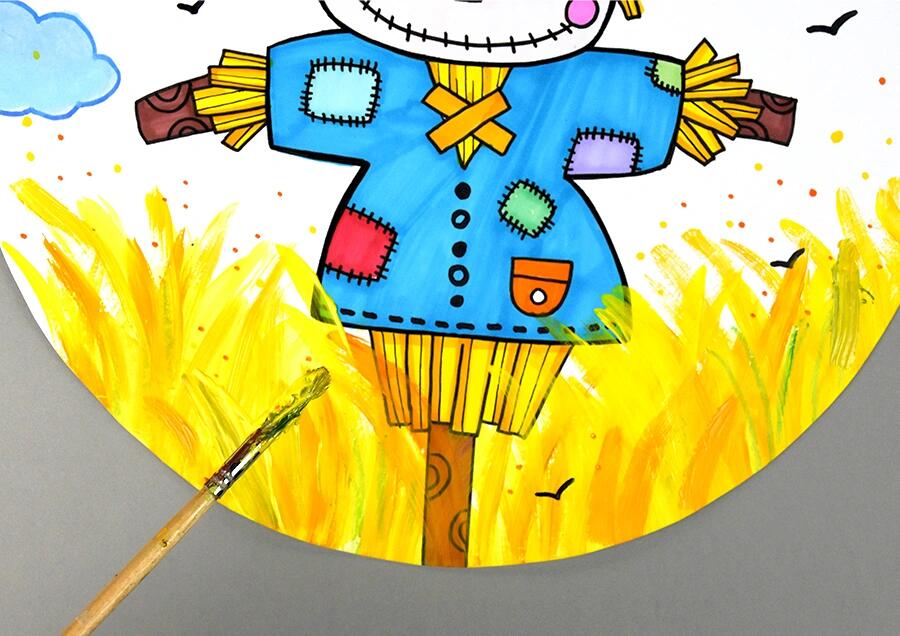 儿童画教程|快乐的稻草人