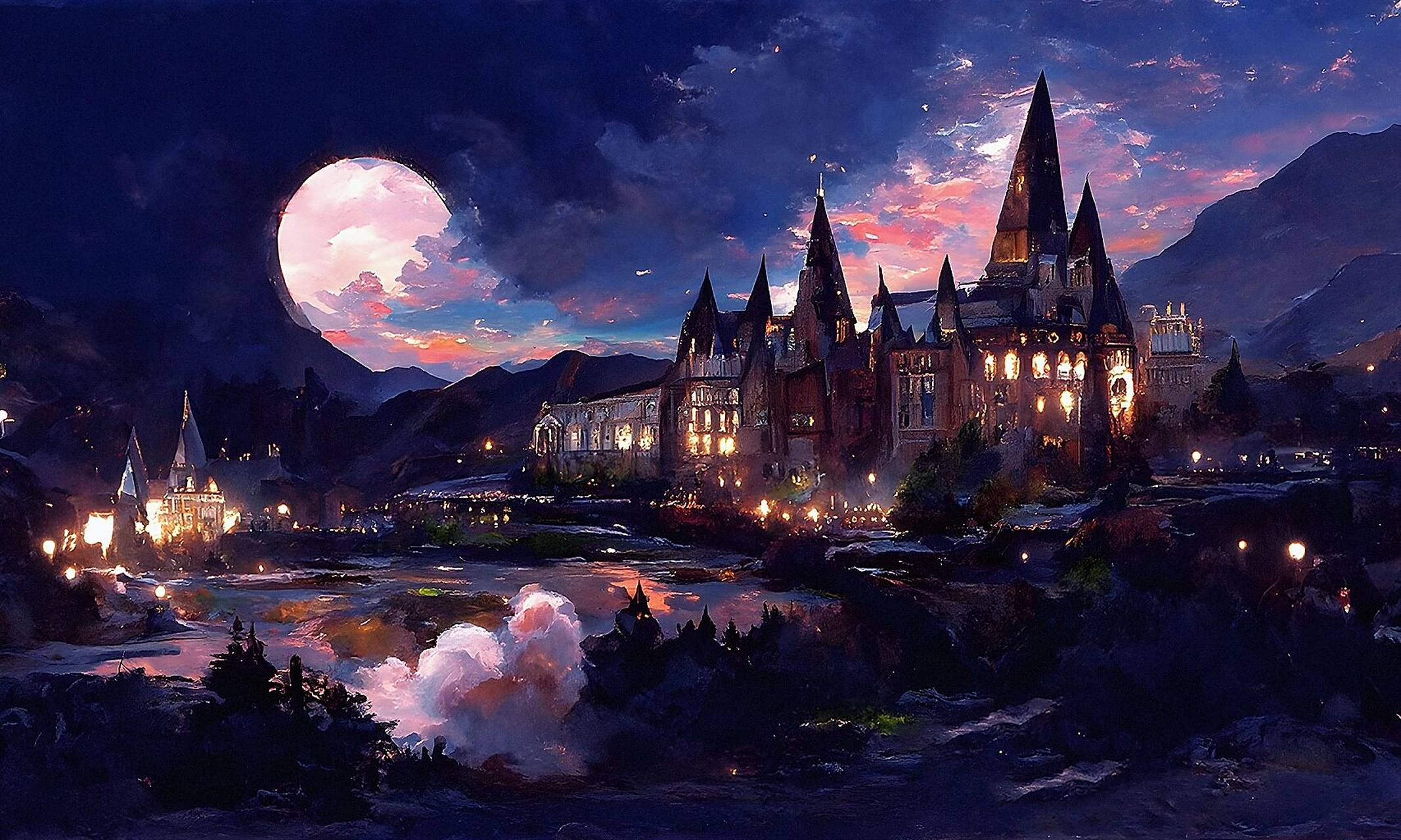 今夜霍格沃茨的月色很美,超适合做壁纸99 海底月是天上月99眼前人
