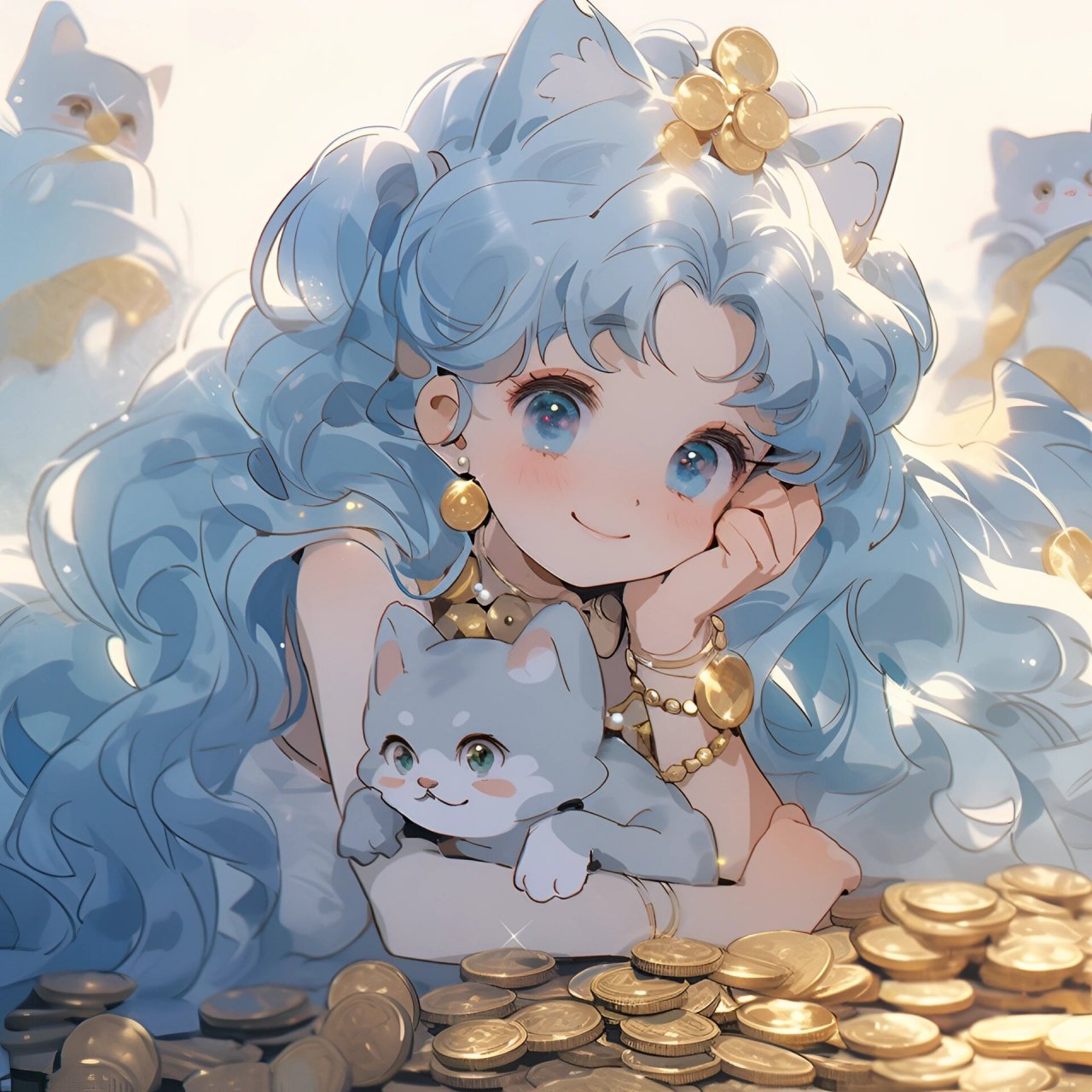 招财头像|可爱招财猫 暴富女孩