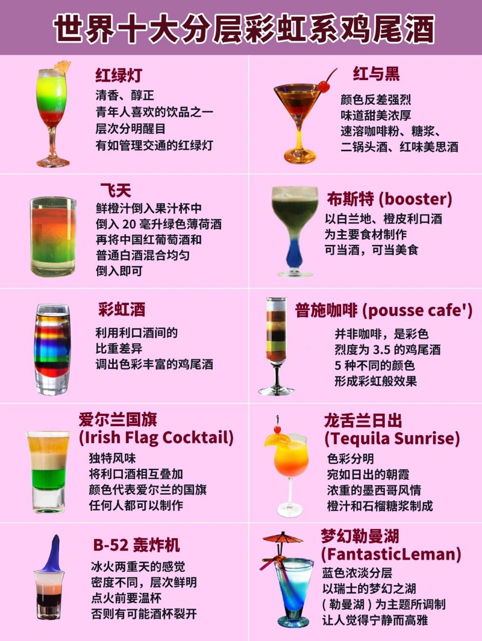 世界十大分层彩虹系鸡尾酒00光彩夺目 78151红绿灯7815