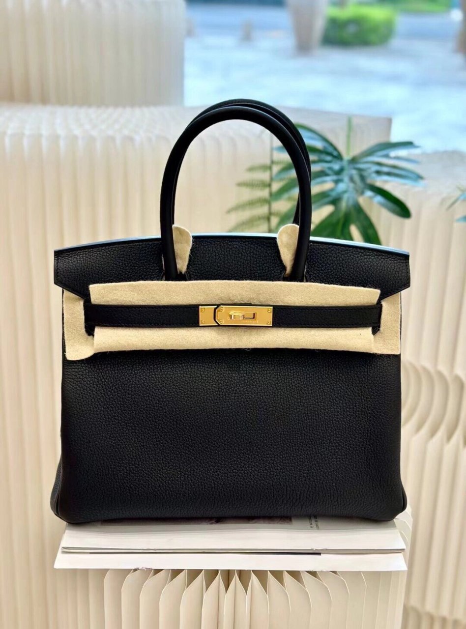 硬通货保值w|爱马仕 birkin30 黑金 togo皮 全新 全套 人见人爱 花见
