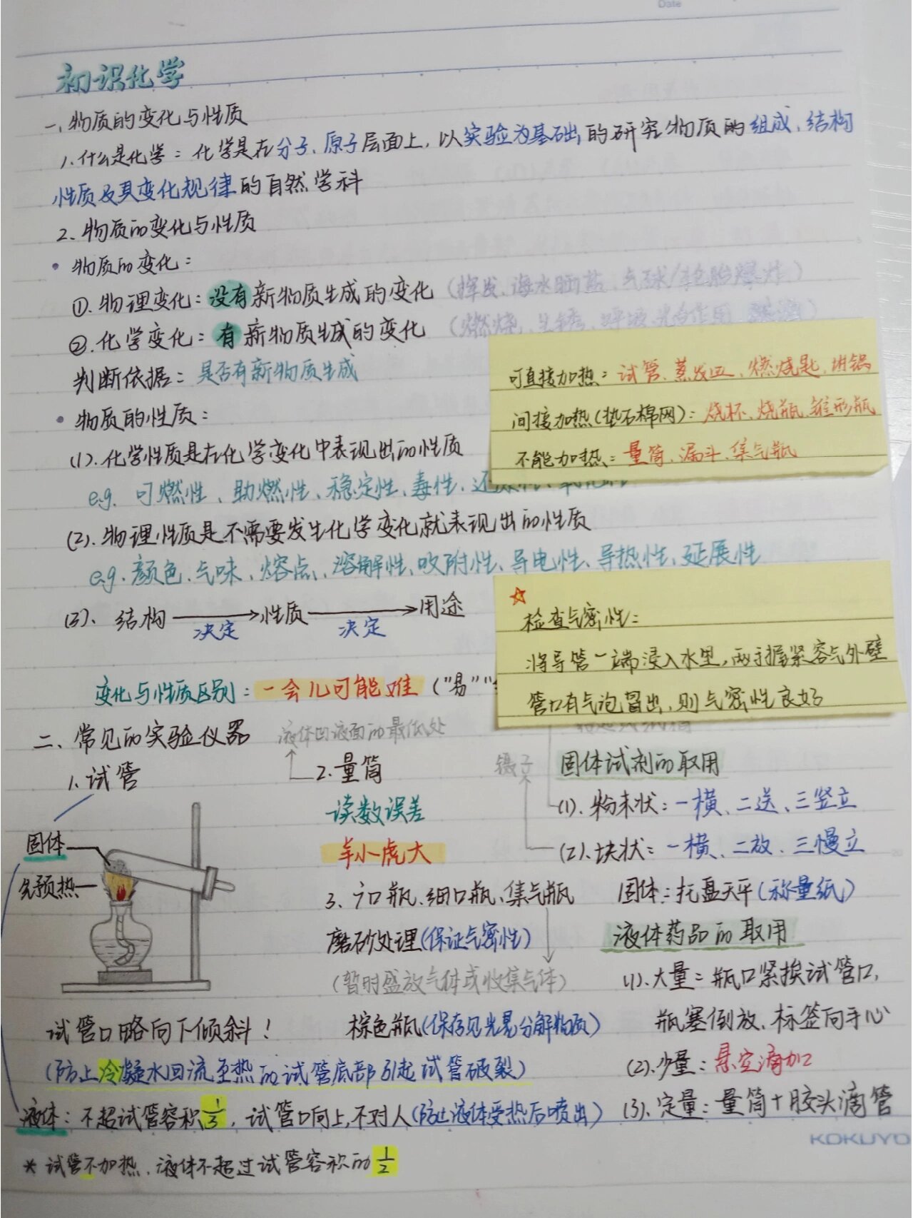 初三化学笔记