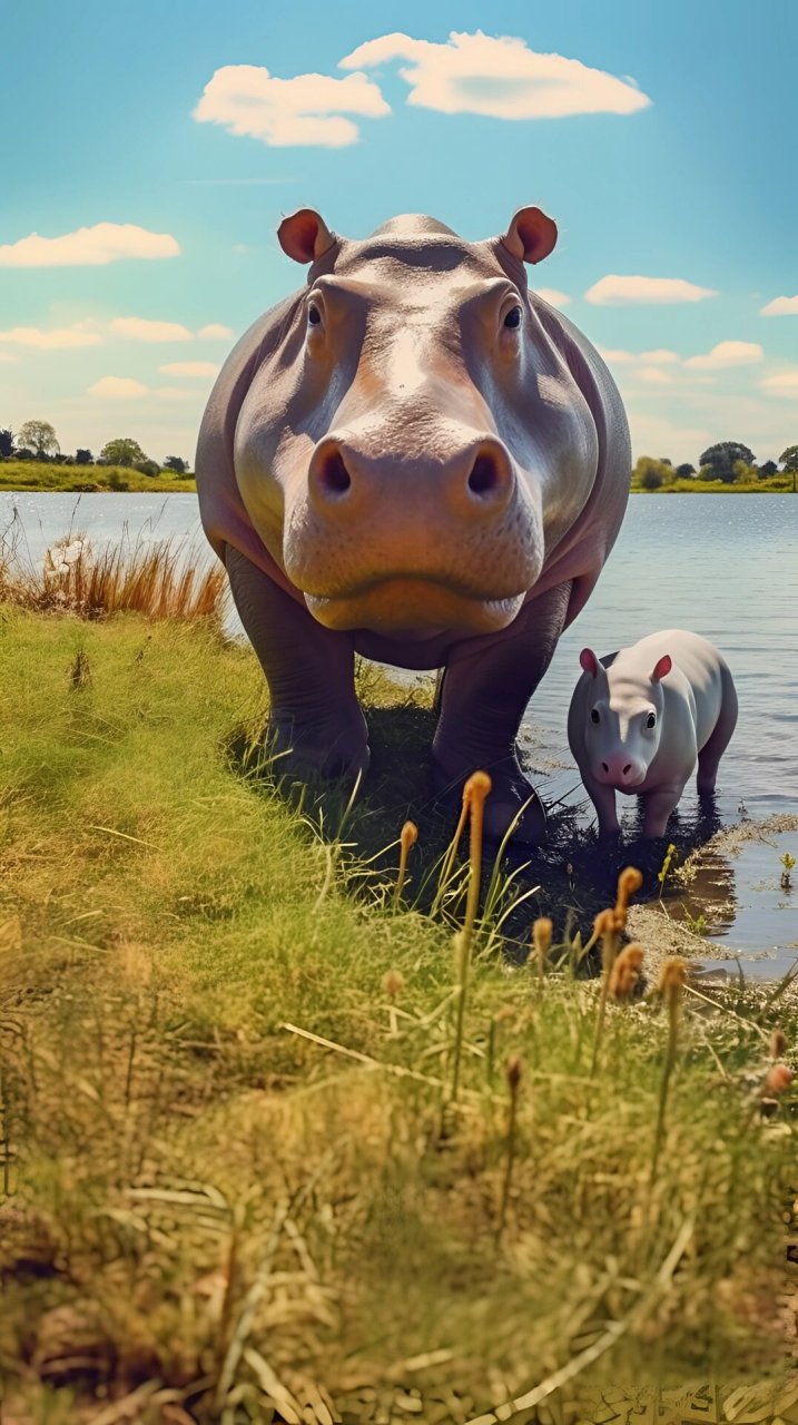 河马 河马是非洲大陆上最庞大的陆生哺乳动物之一,也是世界上最危险的