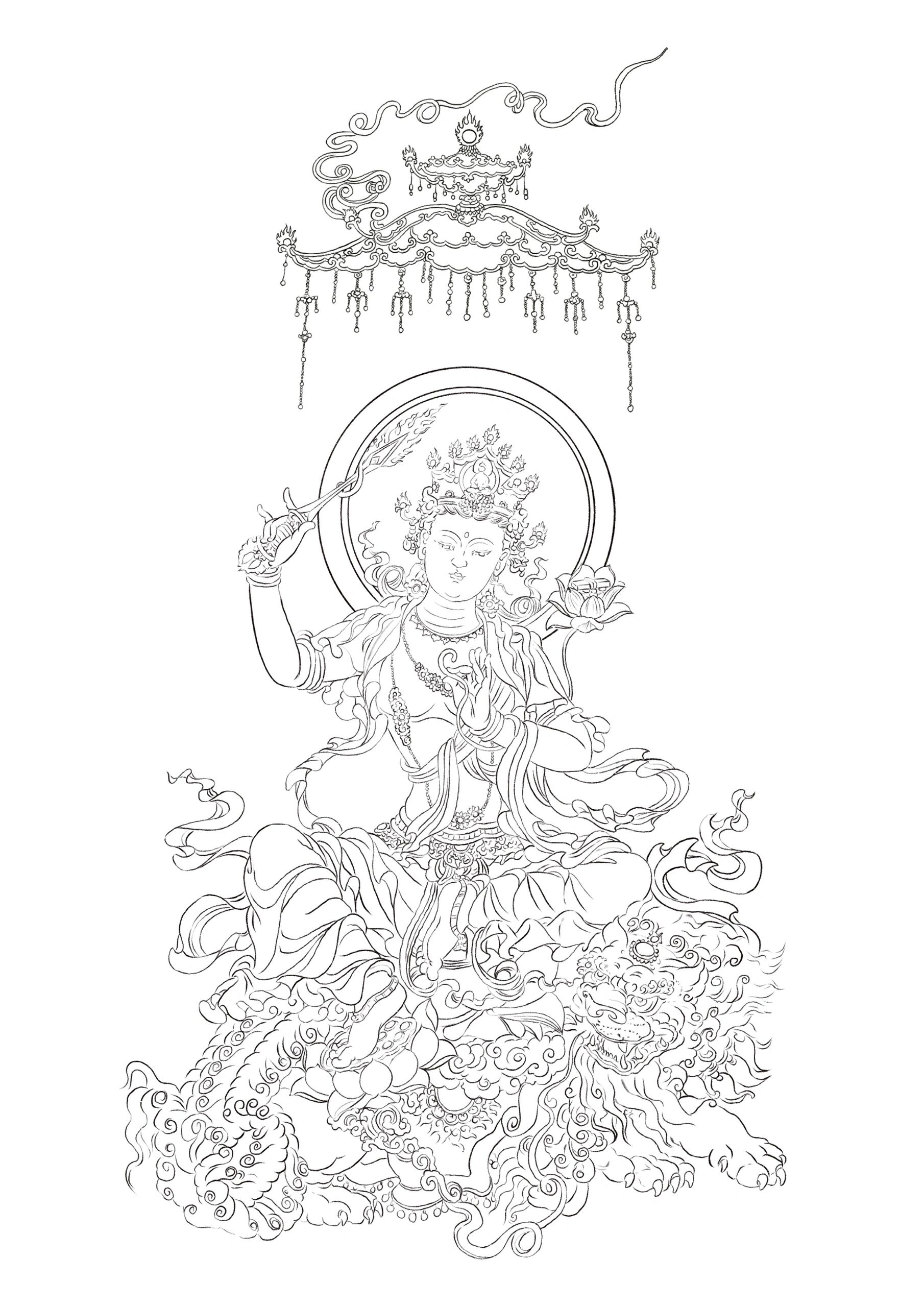线稿|解压|文殊菩萨
