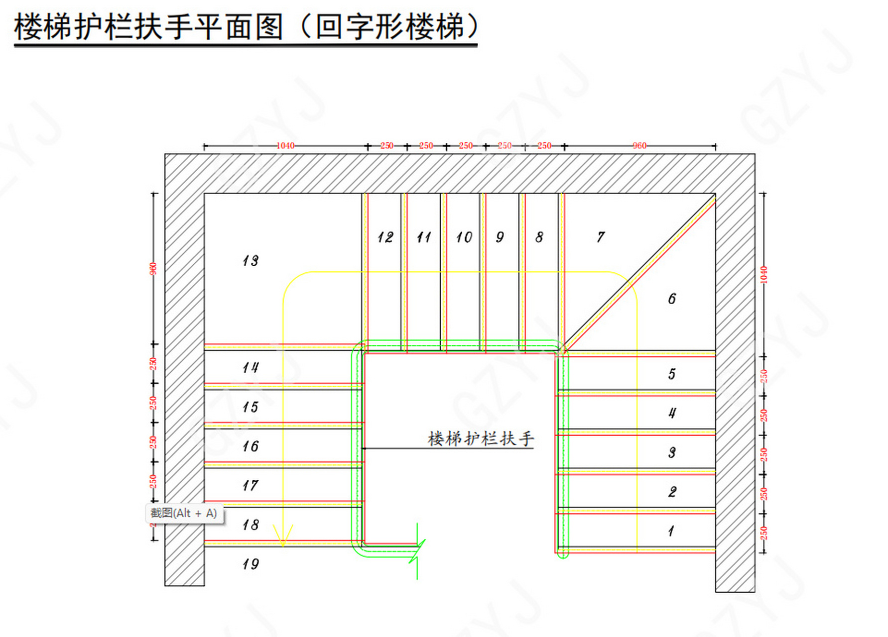 三层楼梯平面图图片