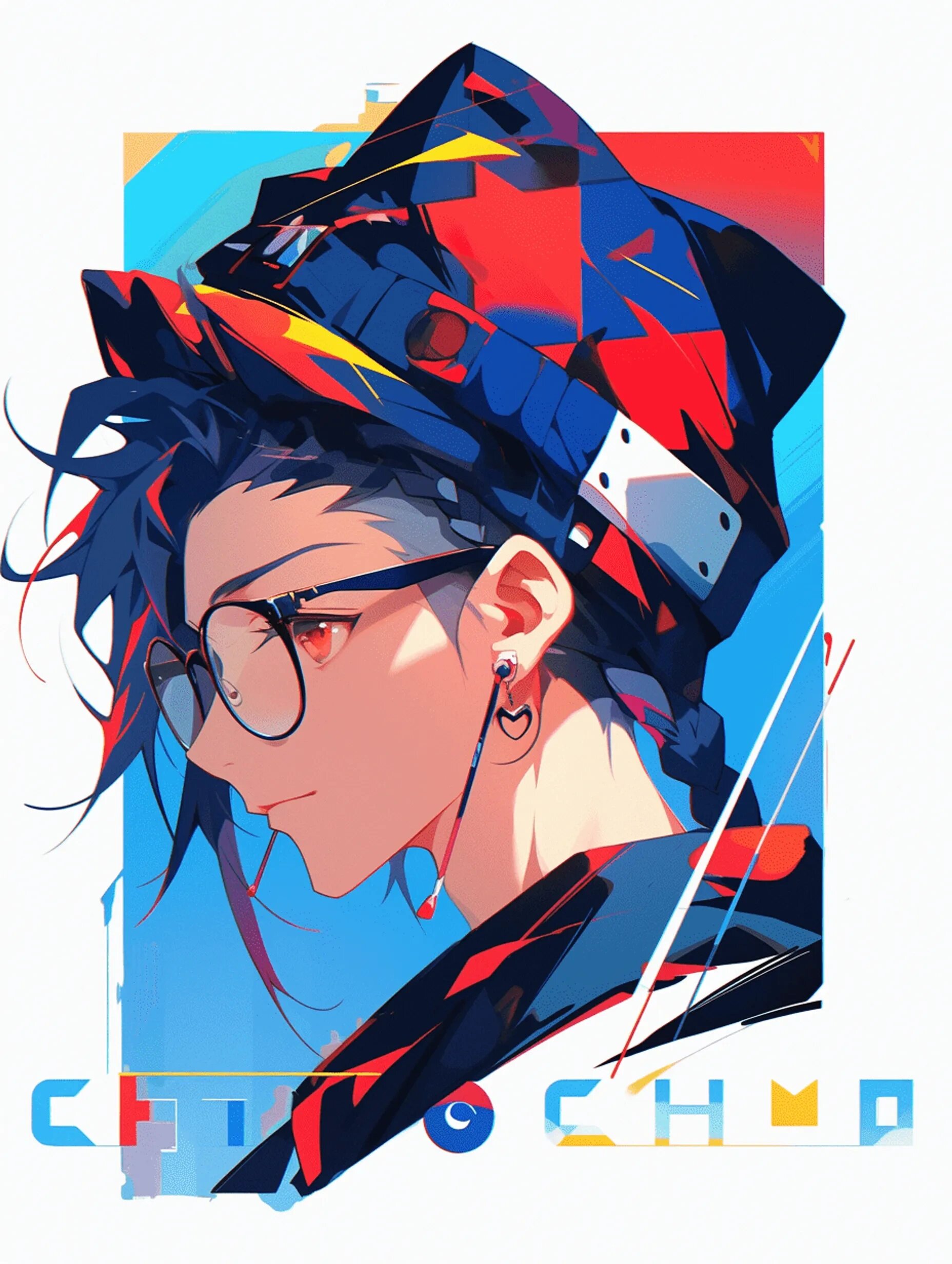 炫彩戴眼镜男生头像2 an anime boy ,crisp graphic design, made of