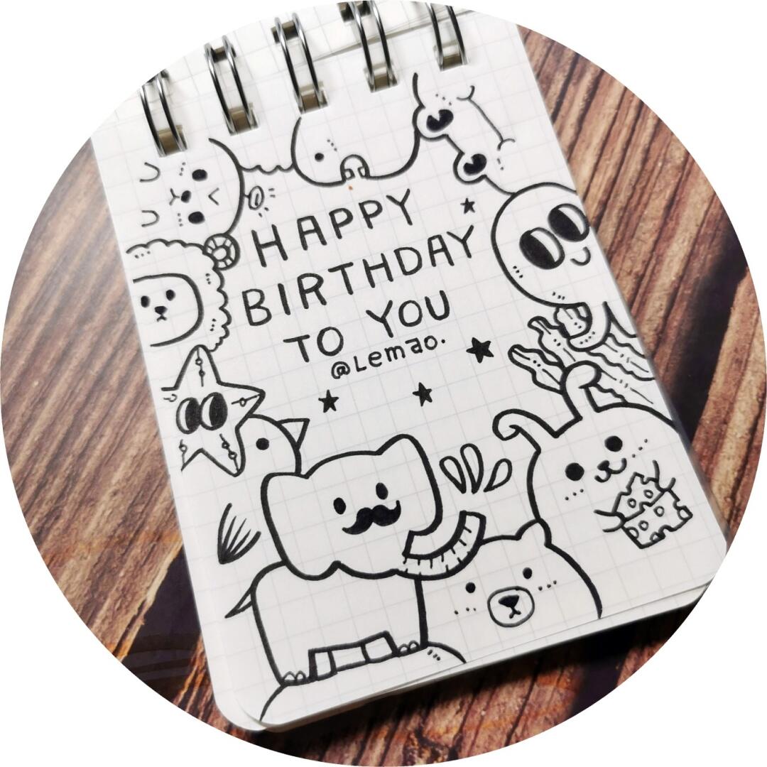 【手绘生日快乐手帐插图】