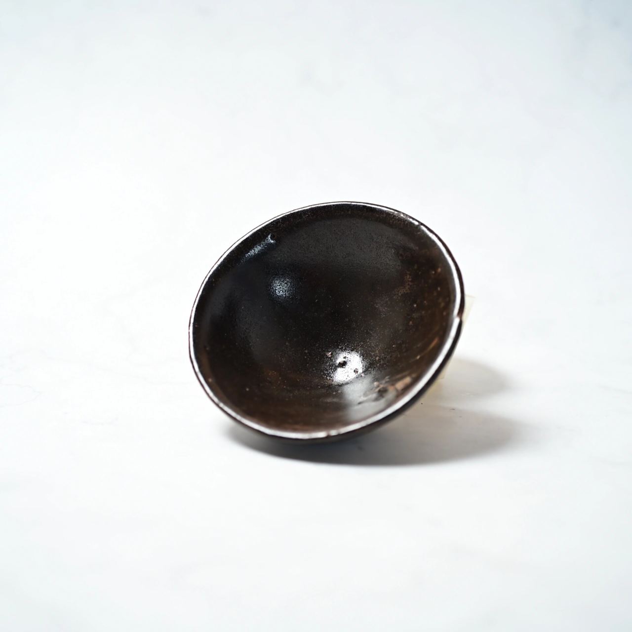 宋建窑黑釉卧足灯盏 钵形盏 卧足 宋代建盏 口径9.6cm,高度3.6cm.