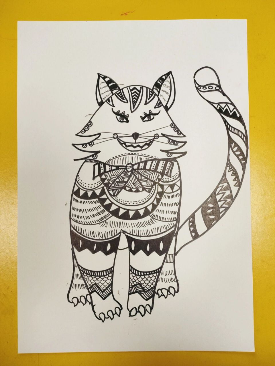 儿童画  猫咪  线描 线描装饰猫咪
