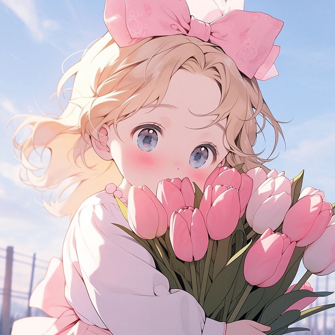 旧漫 | 女生头像 | 女孩手捧花 78心中有爱 05眼里有光 善待生活