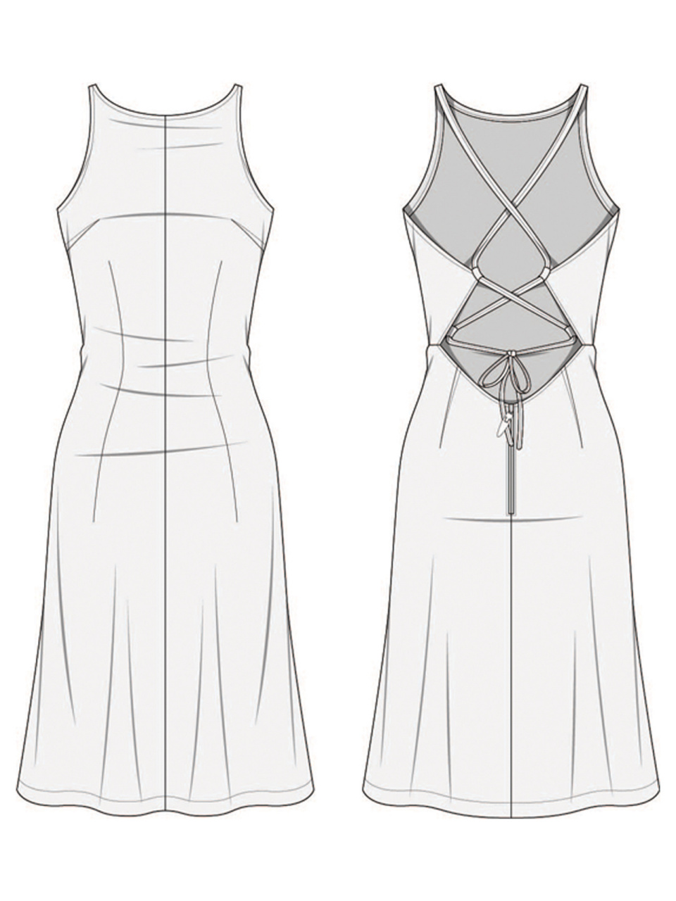 服装设计连衣裙款式图线稿练习