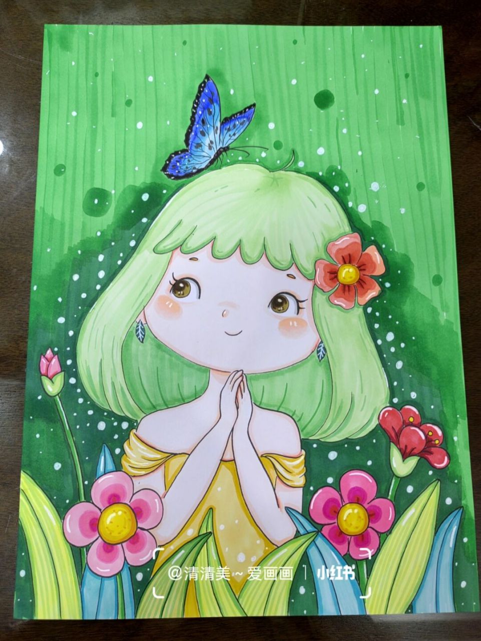 春天里的小精灵 #马克笔手绘# #q版人物# #画画##春天# #治愈##小清新