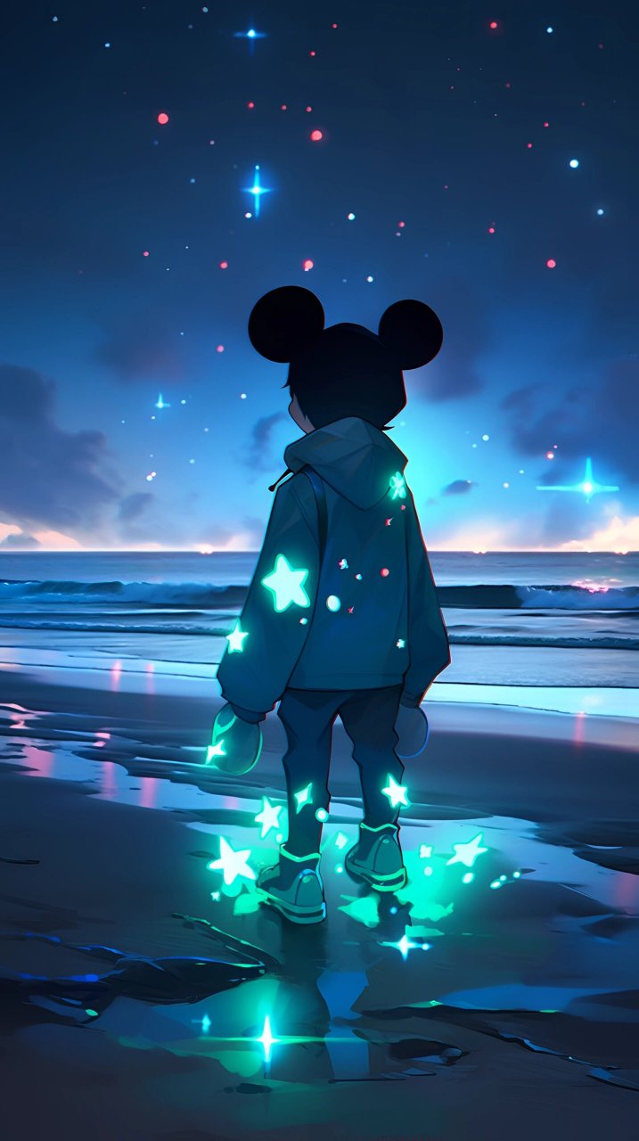 星空下的米奇 米奇 米奇控 米奇米妮 米老鼠 迪士尼 治愈 治愈系 壁纸