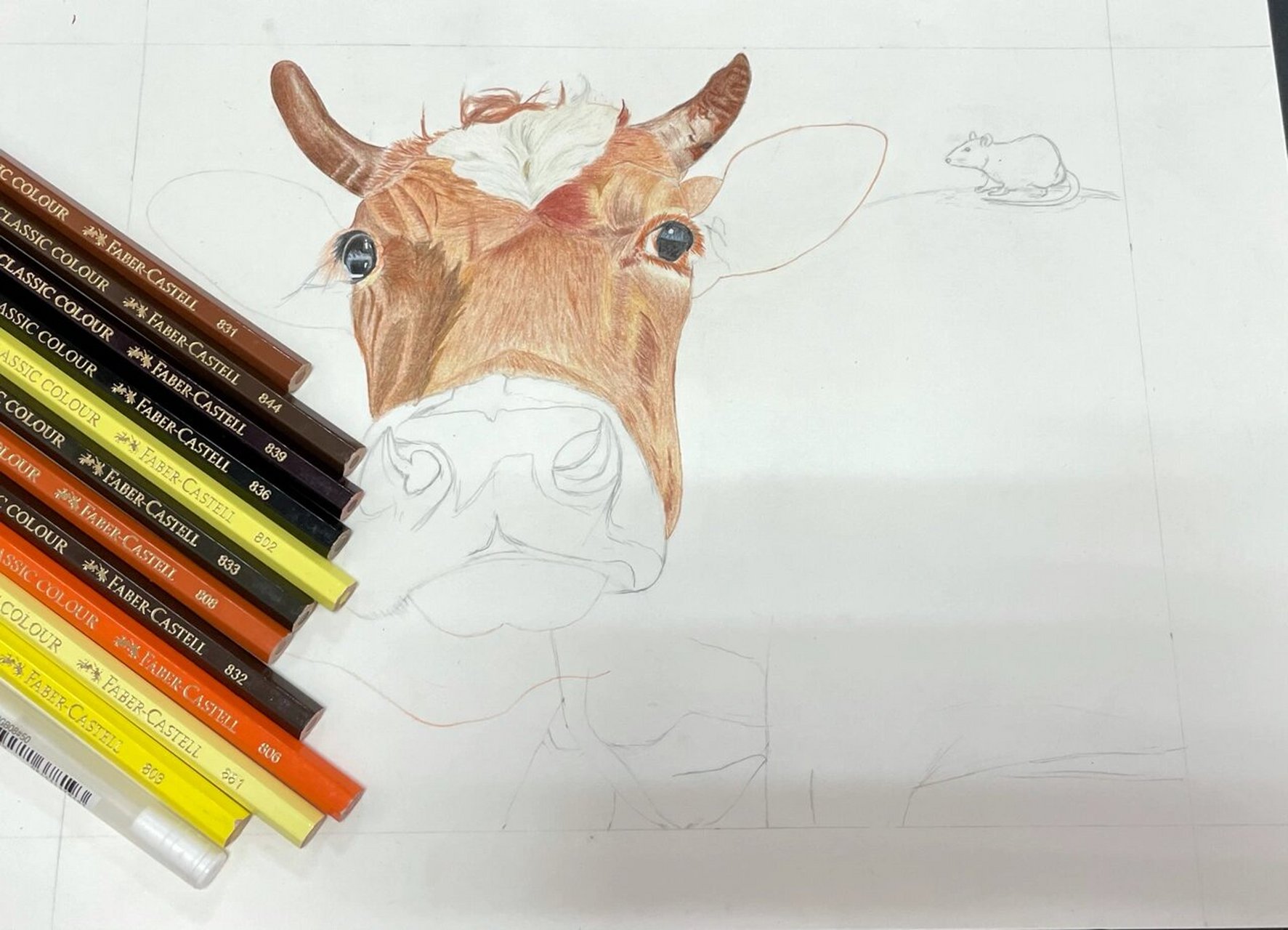 十二生肖系列 彩铅《牛》新手绘画尝试    趁着还是牛年 画个大黄牛