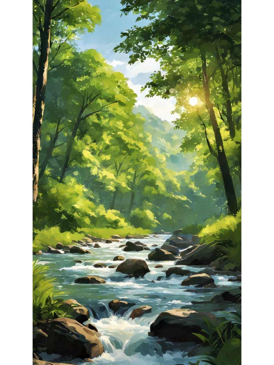 治愈系手机风景壁纸—林间的小河 拿图请留痕,需要原图请私信,免费送.