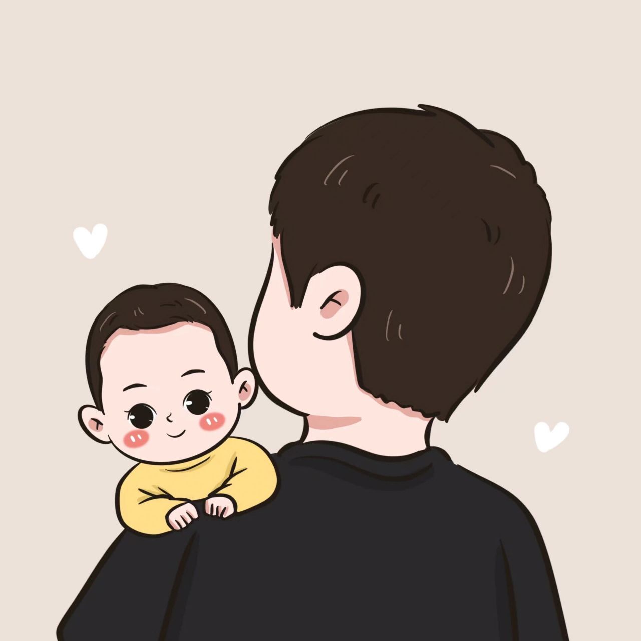 好有爱7815～亲子手绘全家福头像,亲子情侣 好可爱的宝宝和妈妈