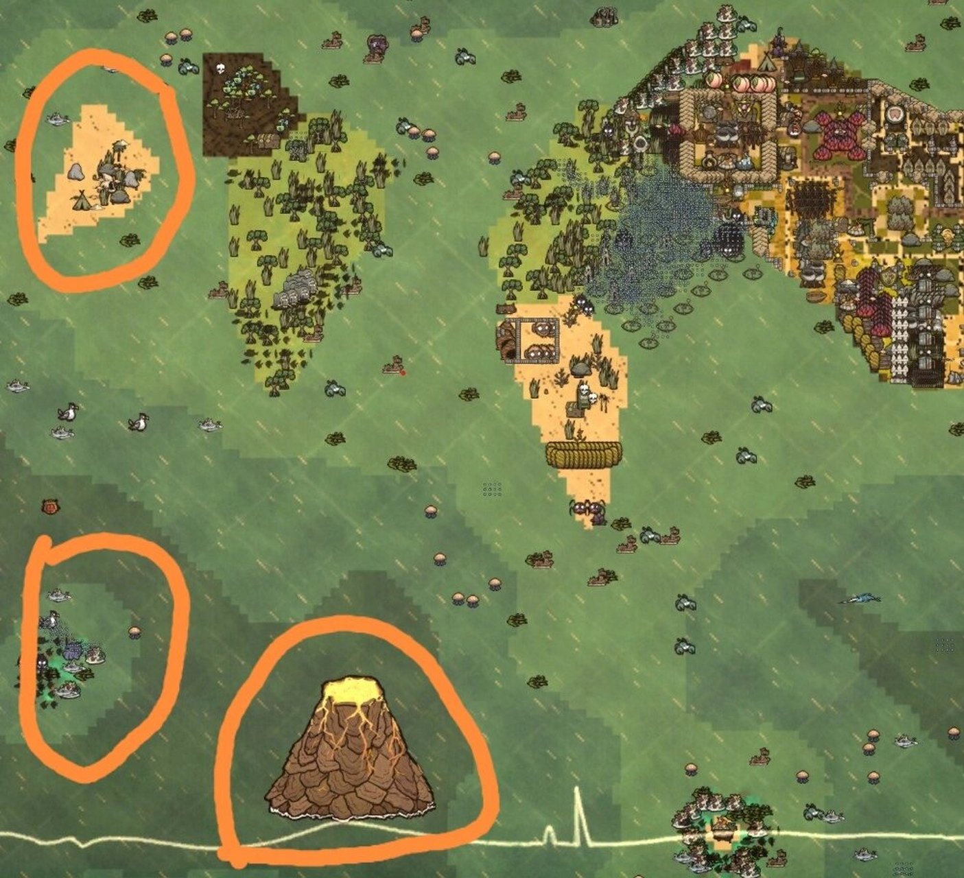 饥荒单机海难建家绝佳地点 同时离火山,虎鲨岛,章鱼王都很近.