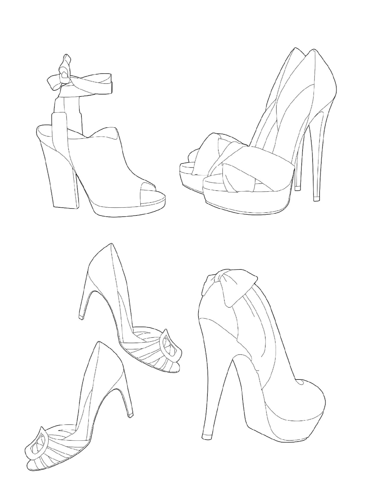 服装设计 | 高跟鞋款式素材篇78 一组服装设计,常用高跟鞋素材篇