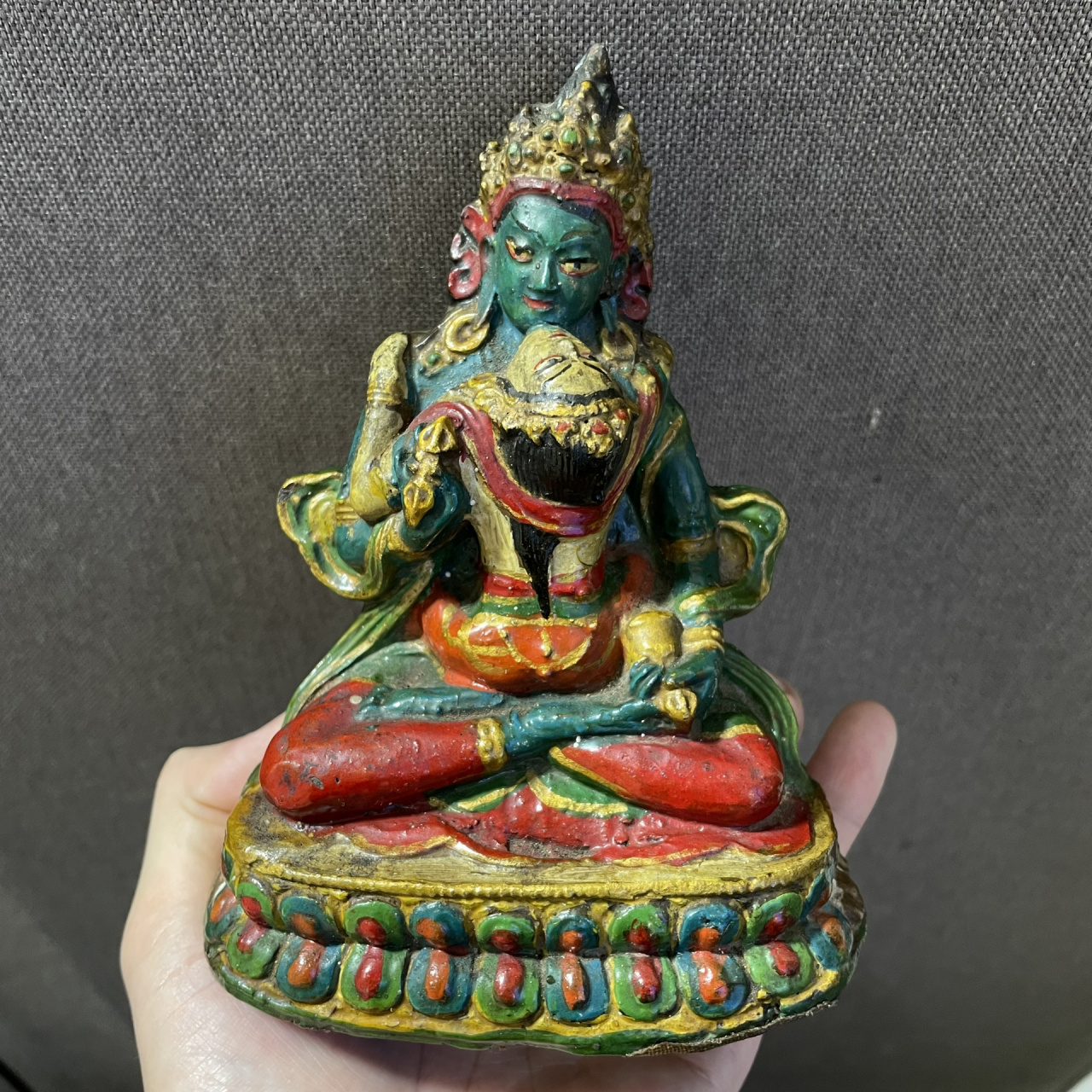 藏传老擦擦佛像～莲师海生金刚   藏传老擦擦佛像,题材少见原加彩,莲