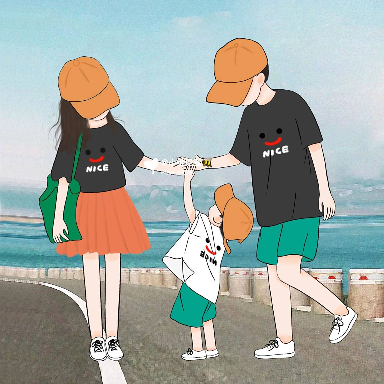 一家三口亲子头像(男宝) 不要求孩子做班里成绩最好的,因为孩子也从未