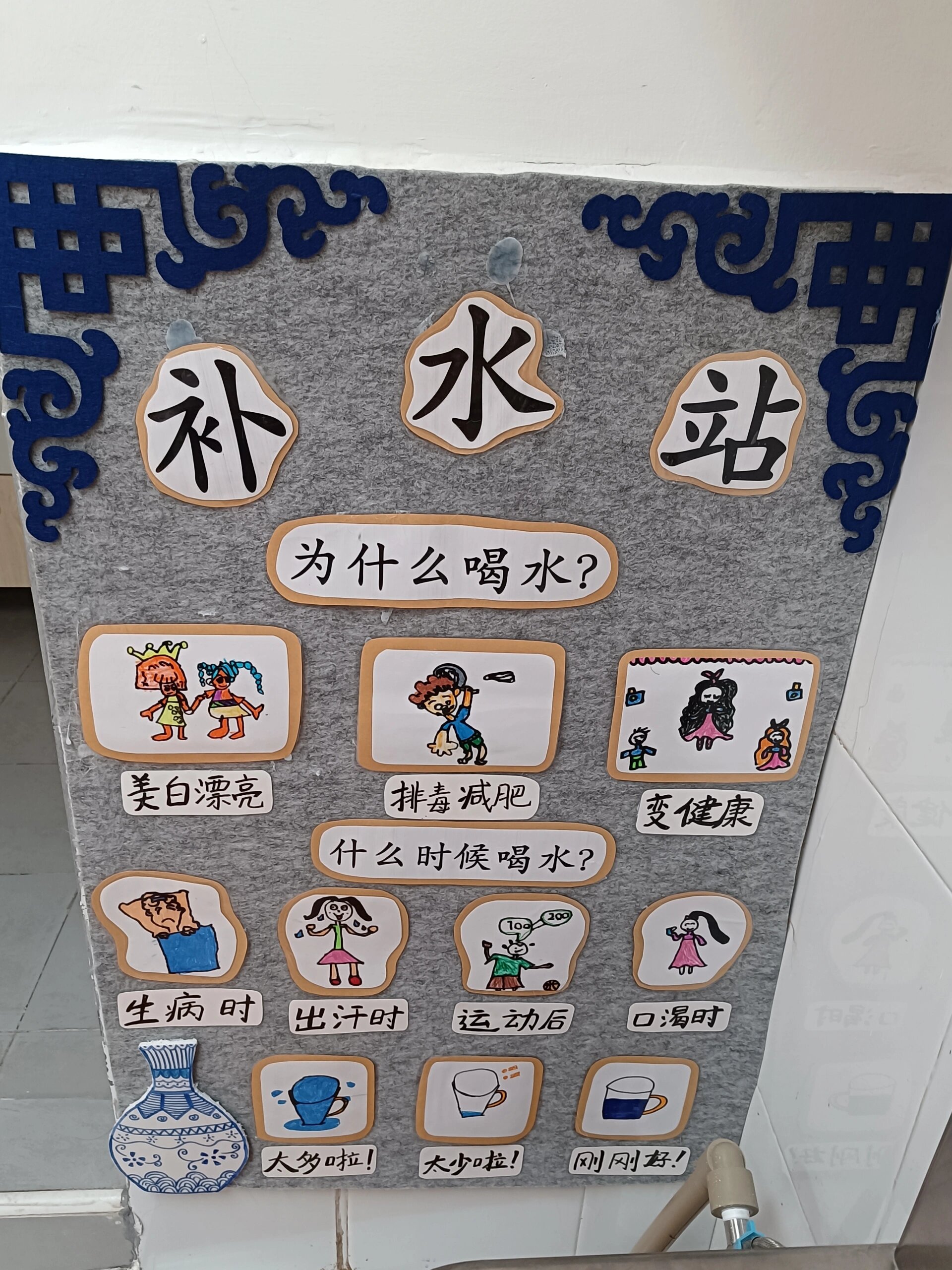 幼儿园大班喝水区环创