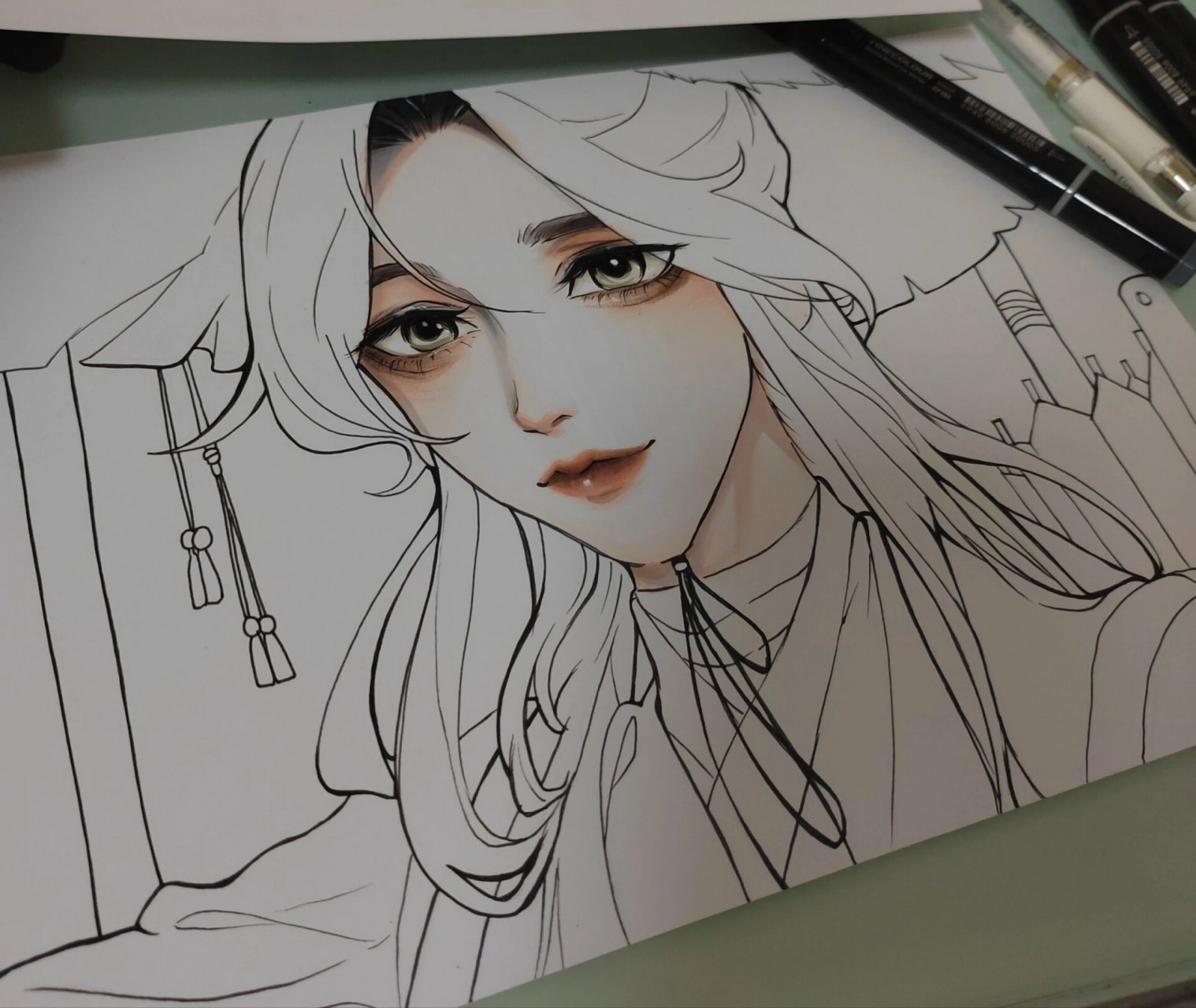 谢怜 #谢怜# #花城# #同人图# 马克笔手绘动漫人物《天官赐福》