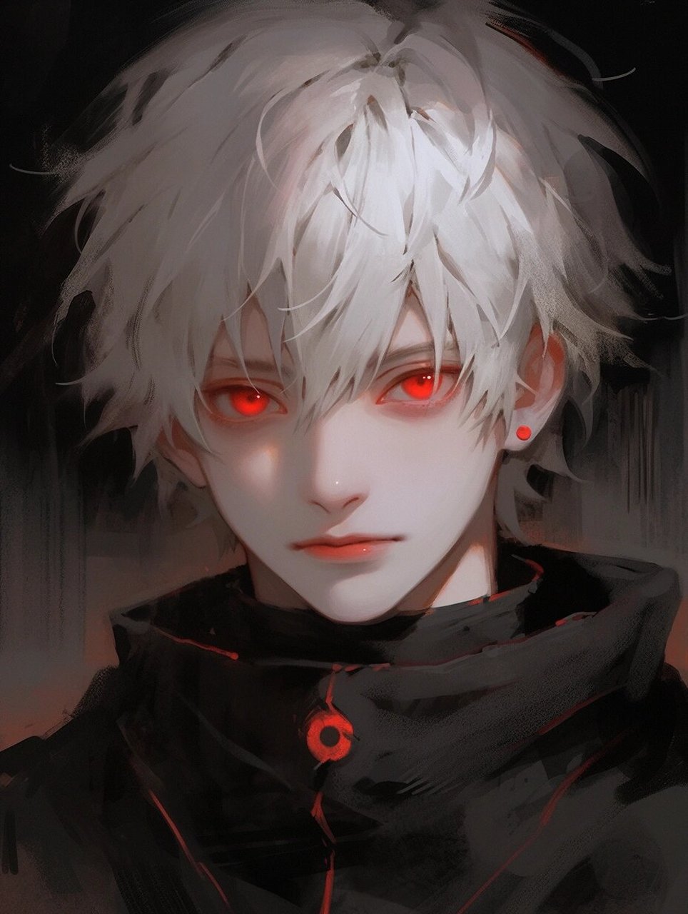 银发红眼恶魔男头像