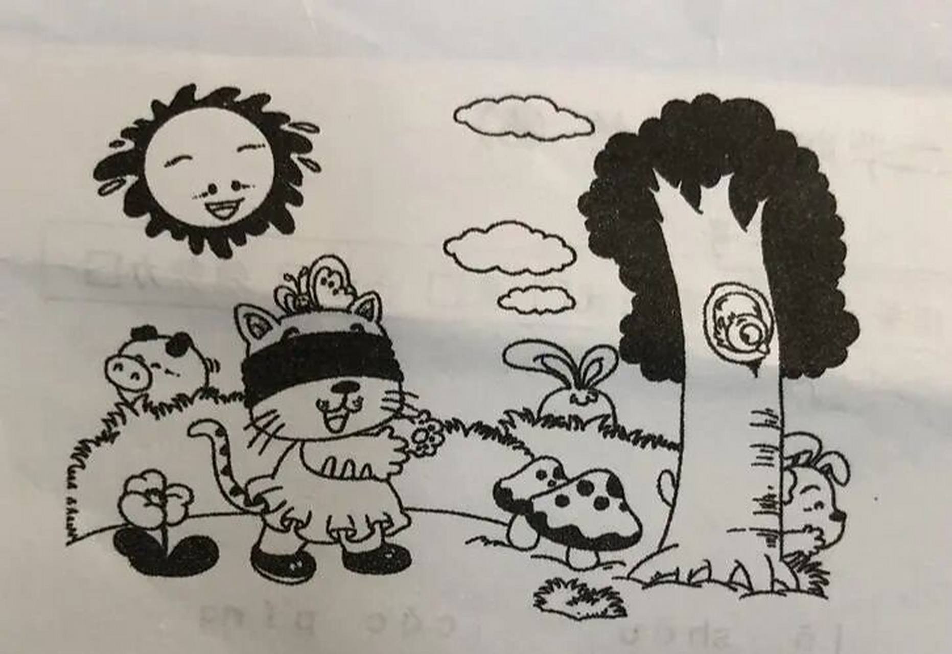 捉迷藏主题看图写话 《捉迷藏》 秋日一天,阳光明媚,白云朵朵好像棉花