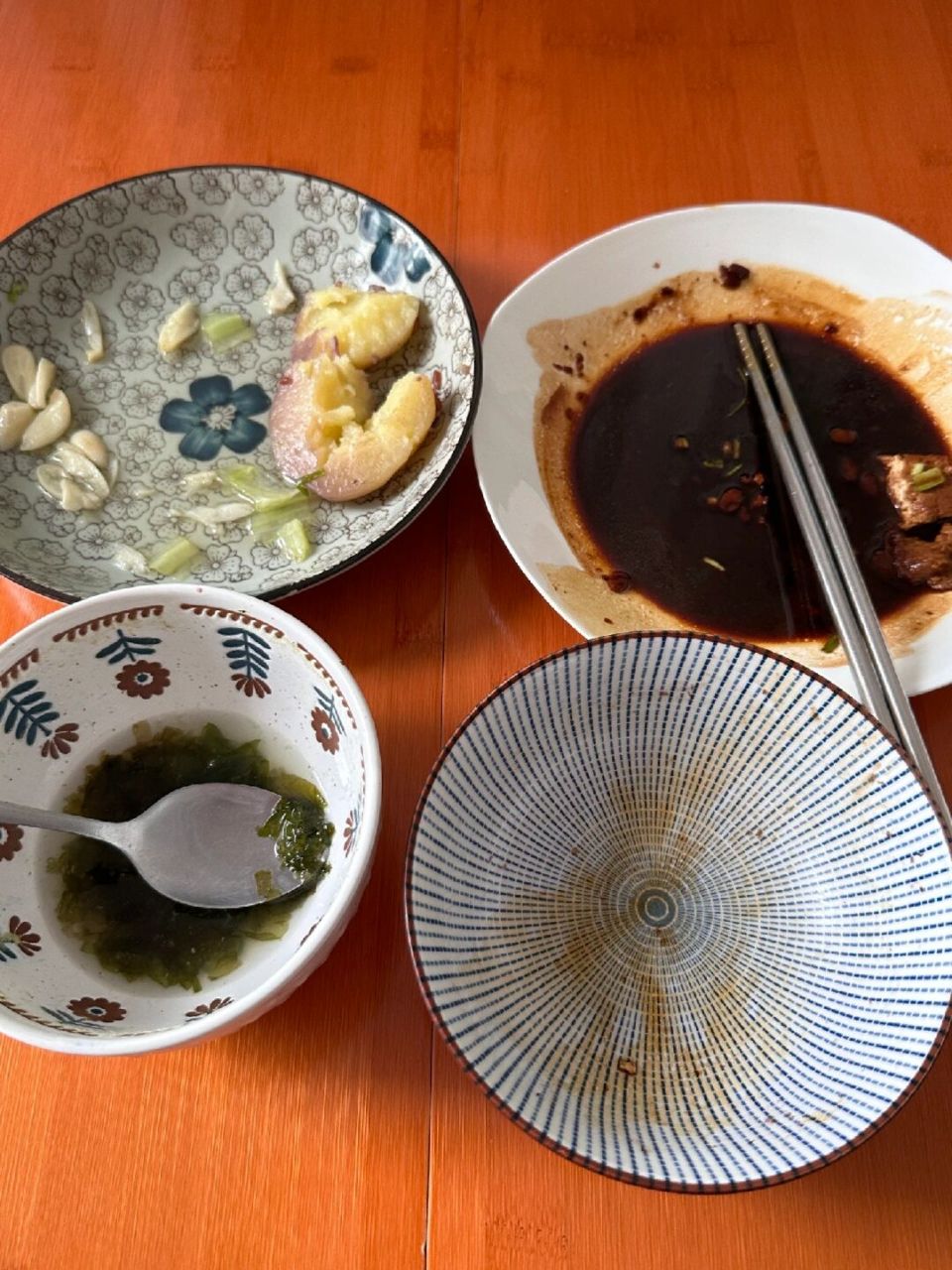 饭前饭后对比图 早午餐一起吃的比较多 全吃完了 一点也不浪费 98