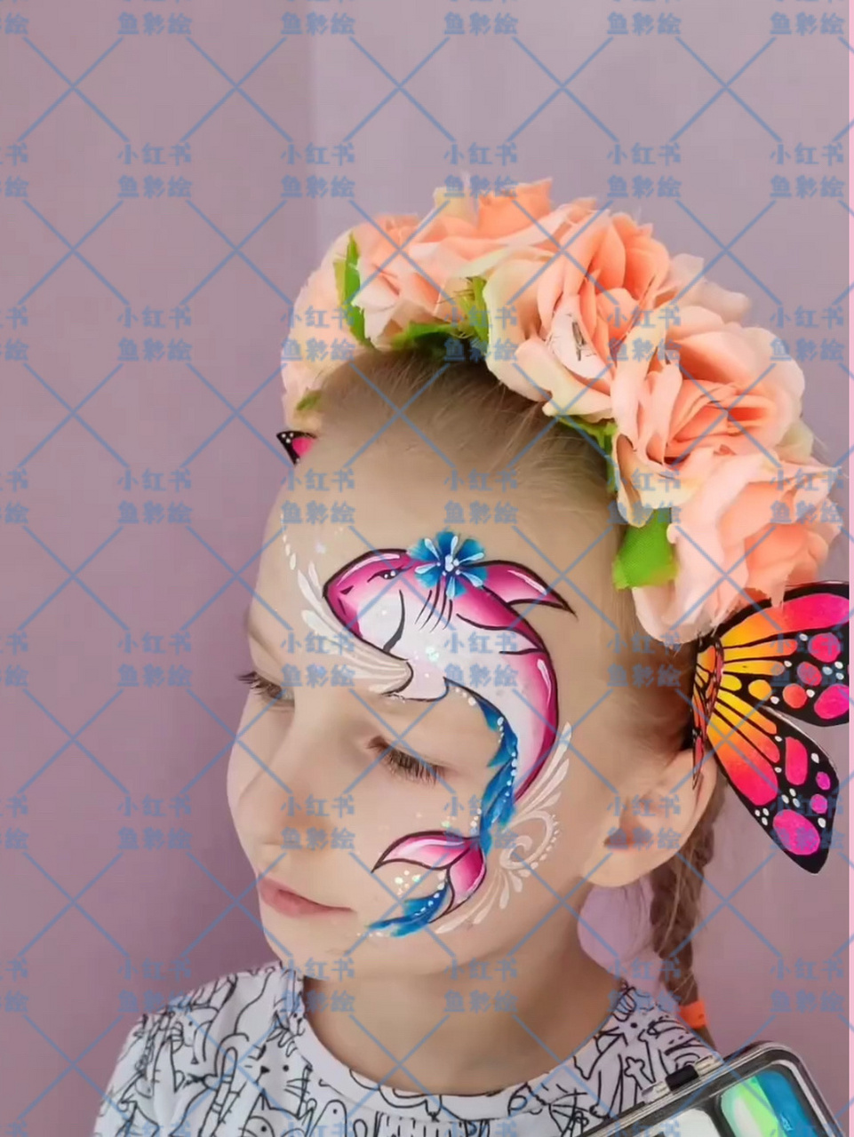 儿童面部彩绘教程粉色小海豚