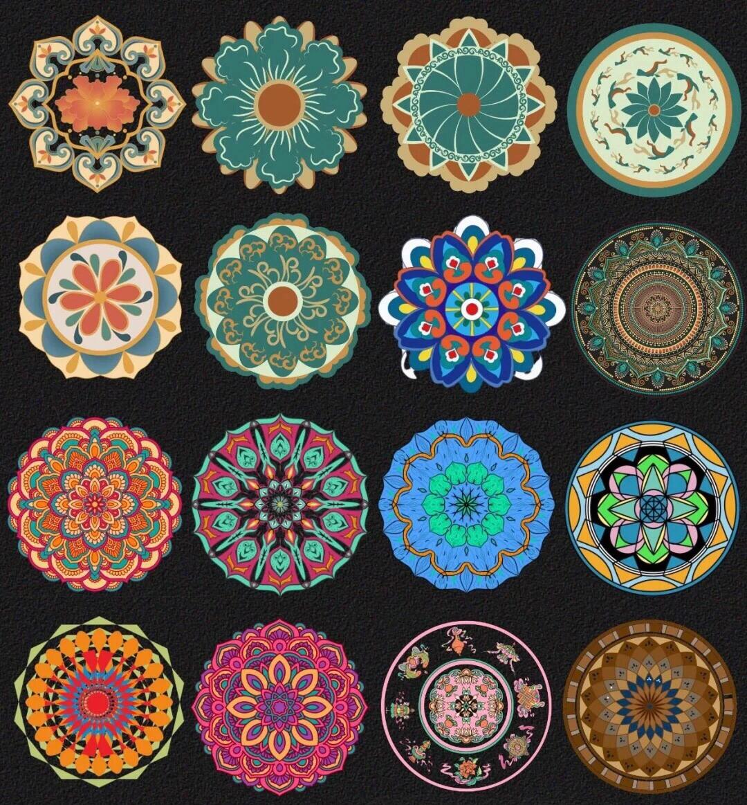 敦煌艺术藻井花纹纹样民族风图案 仅限大家临摹交流哈,尊重作者版权