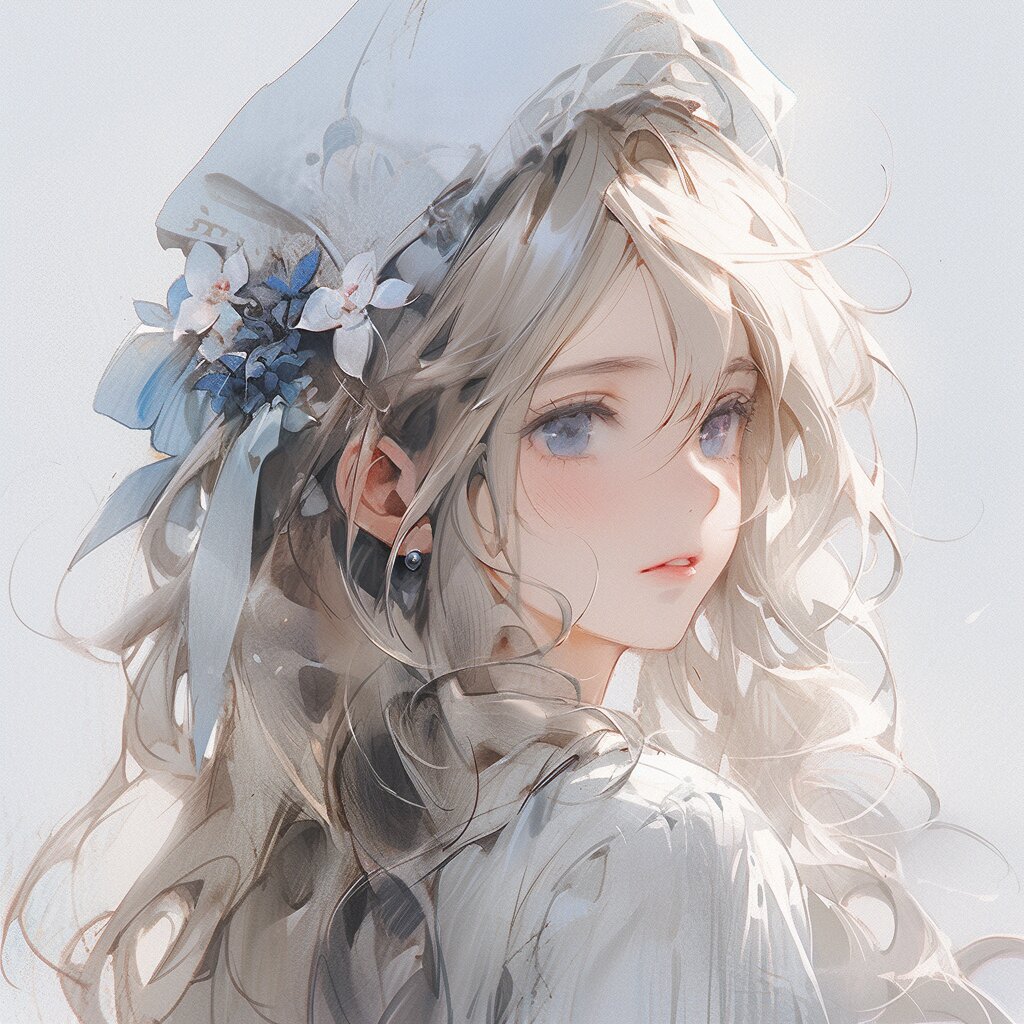 插画丨901597 水墨风女孩插画 这个头像主题是一位水墨画风格的