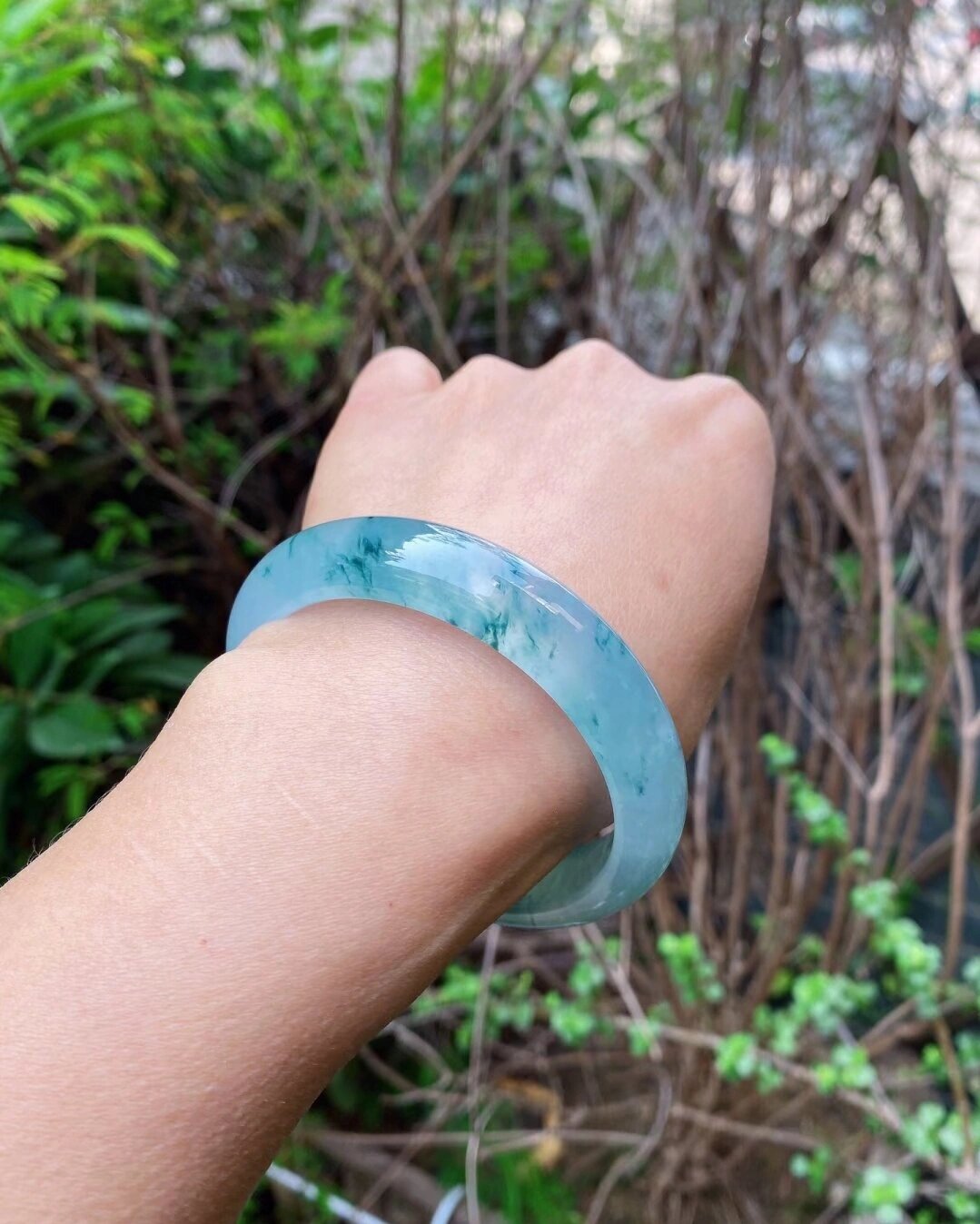 实惠价(捡漏)极品蓝底飘蓝花翡翠手镯