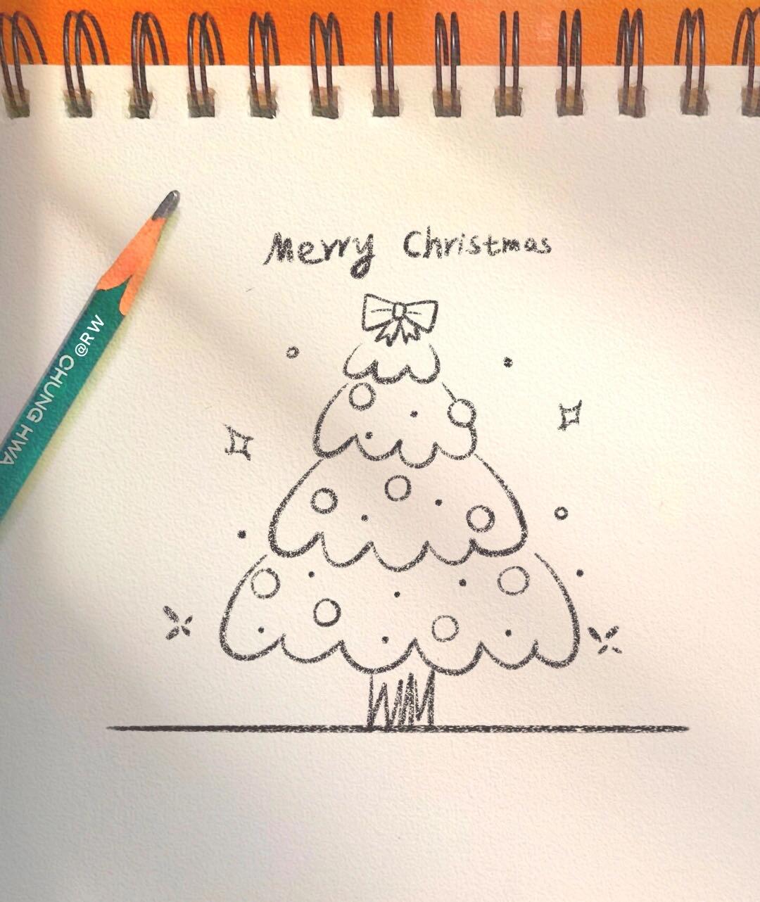 圣诞树简笔画过程