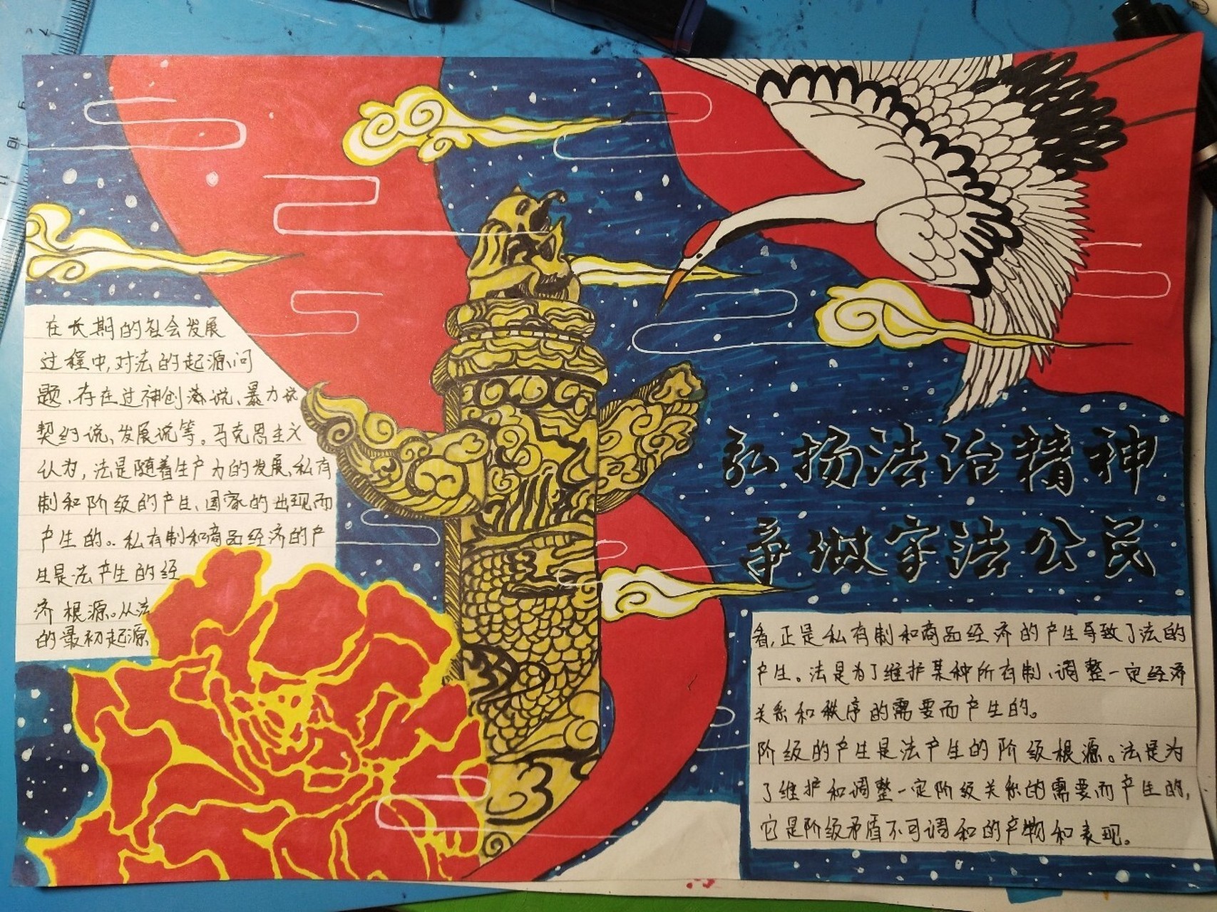 法治手抄报|中国风手抄报|爱党手抄报 法治手抄报～临摹自 有轻微改动