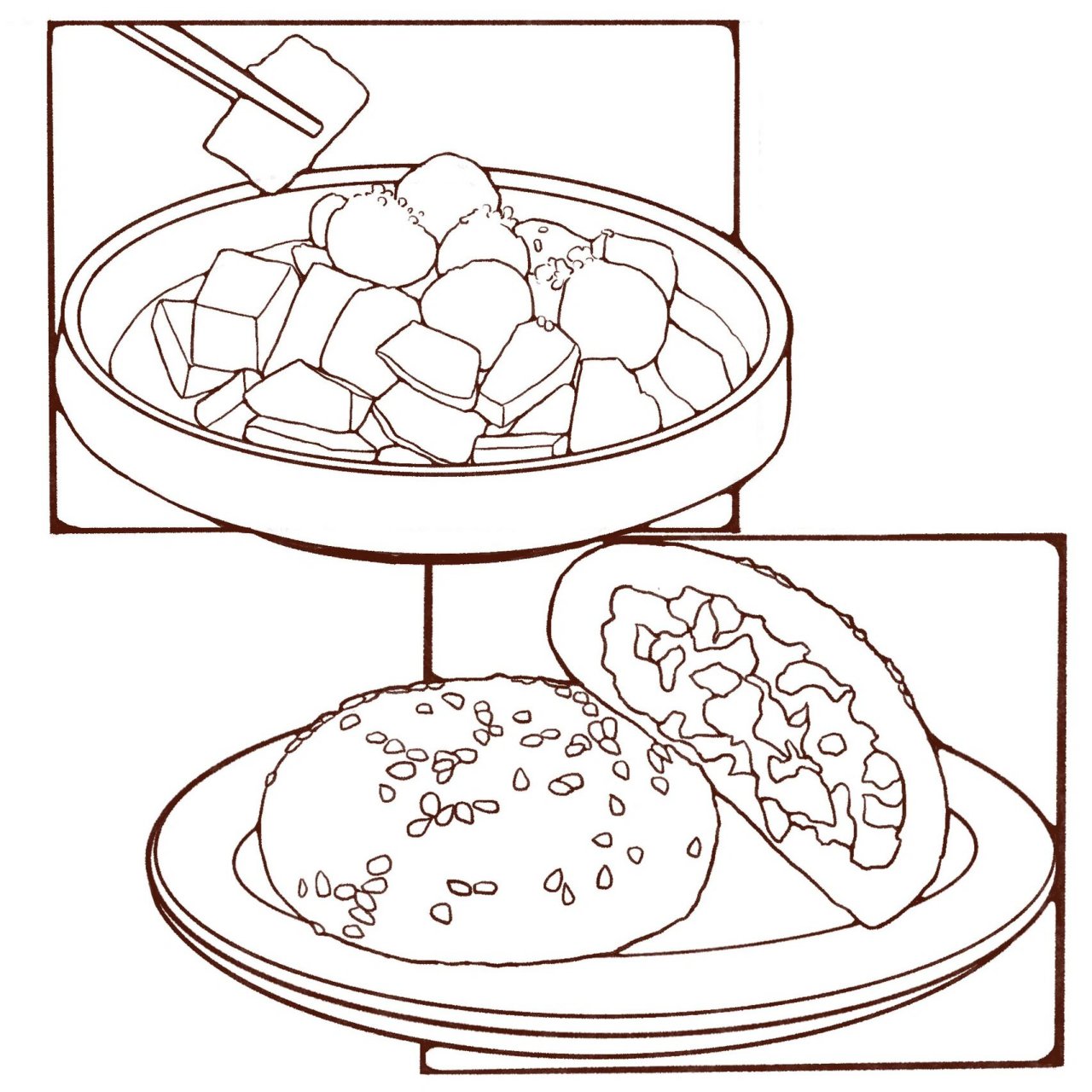 中国美食系列插画|八大菜系 八大菜系之徽菜,也是小点心 绘画工具