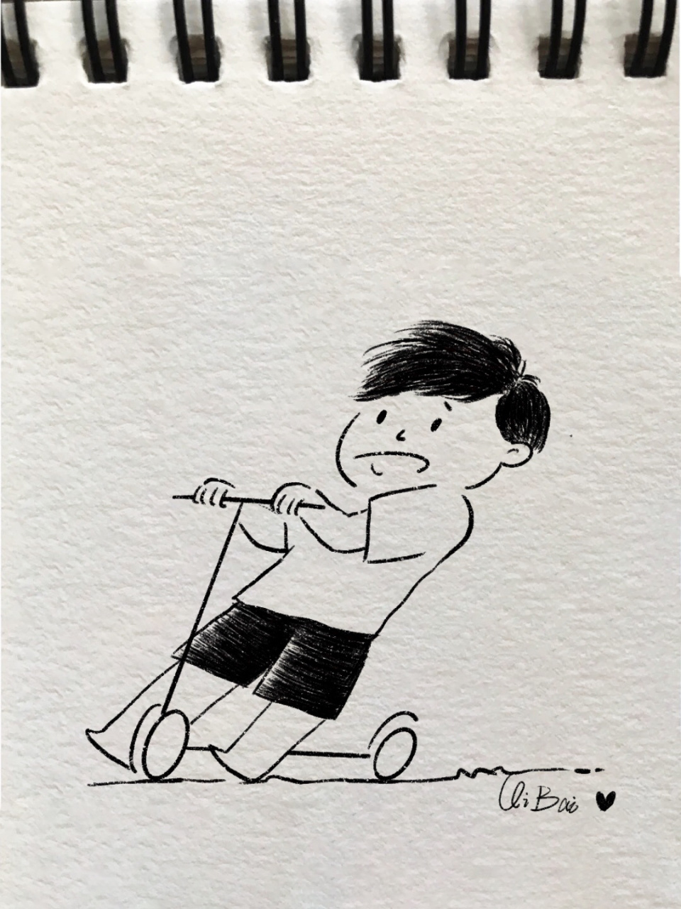 简笔画教程01|🔥被赞爆的骑单车男孩 今天分享的手账素材是超级可爱