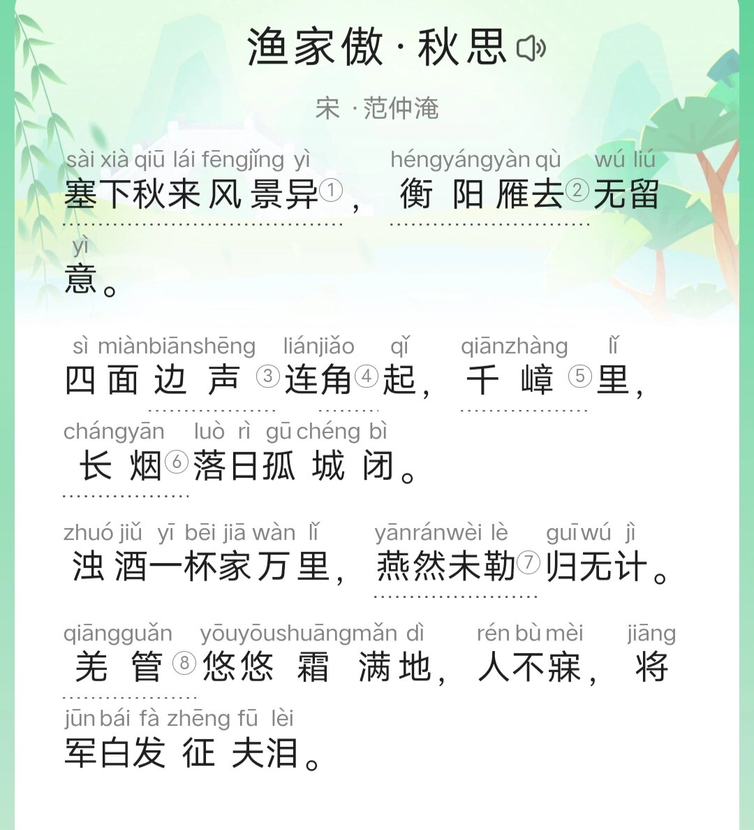 《渔家傲·秋思》宋·范仲淹