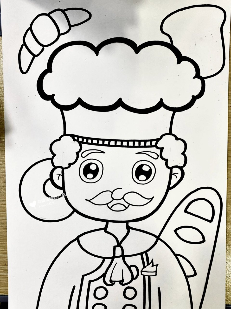 儿童画 水彩《面包师》