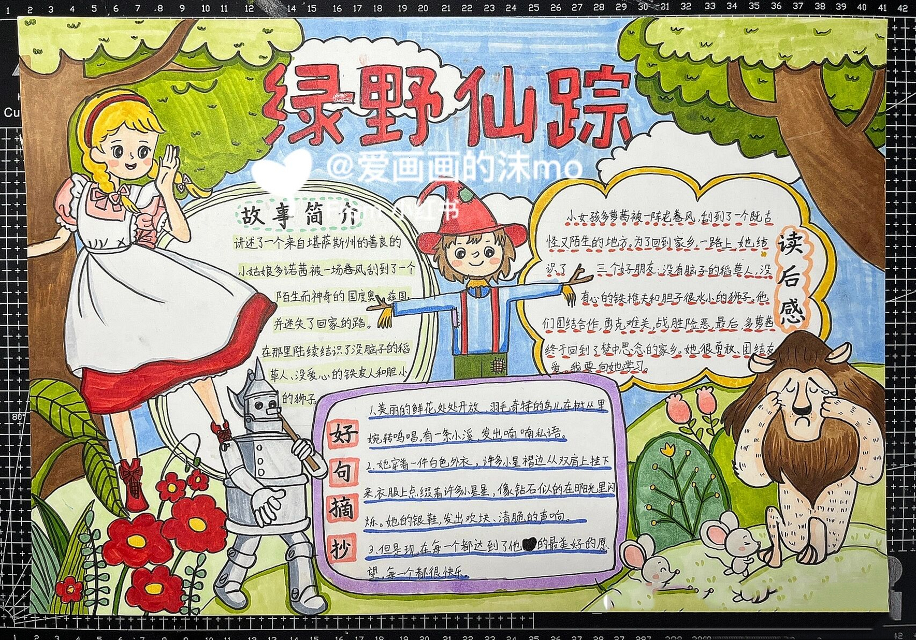 读书小报阅读小报绿野仙踪手抄报附线稿         纸:8k肯特纸 马克笔