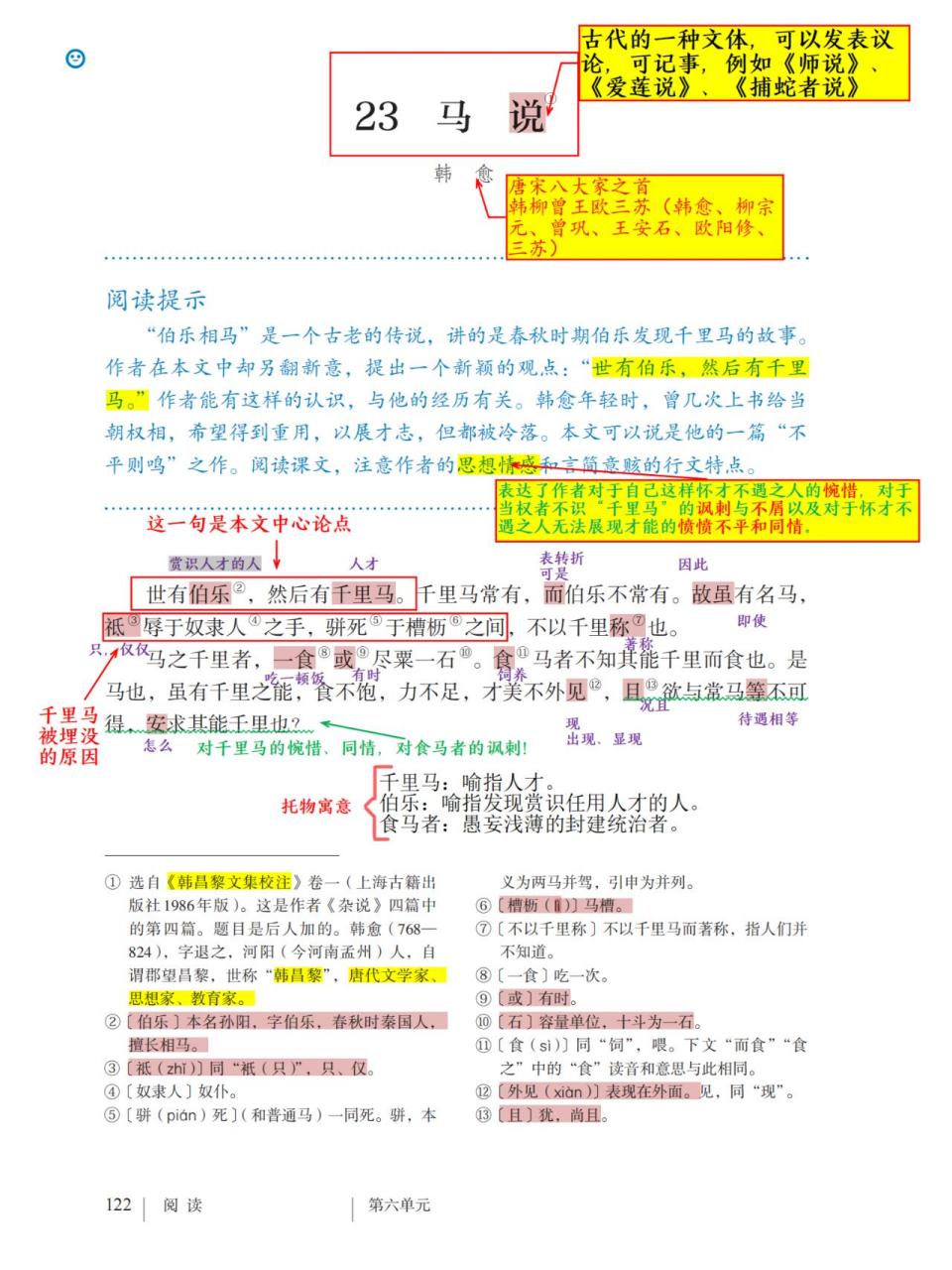 八下丨语文笔记《马说》 文章翻译9599: 	 97 第一段:世上先有